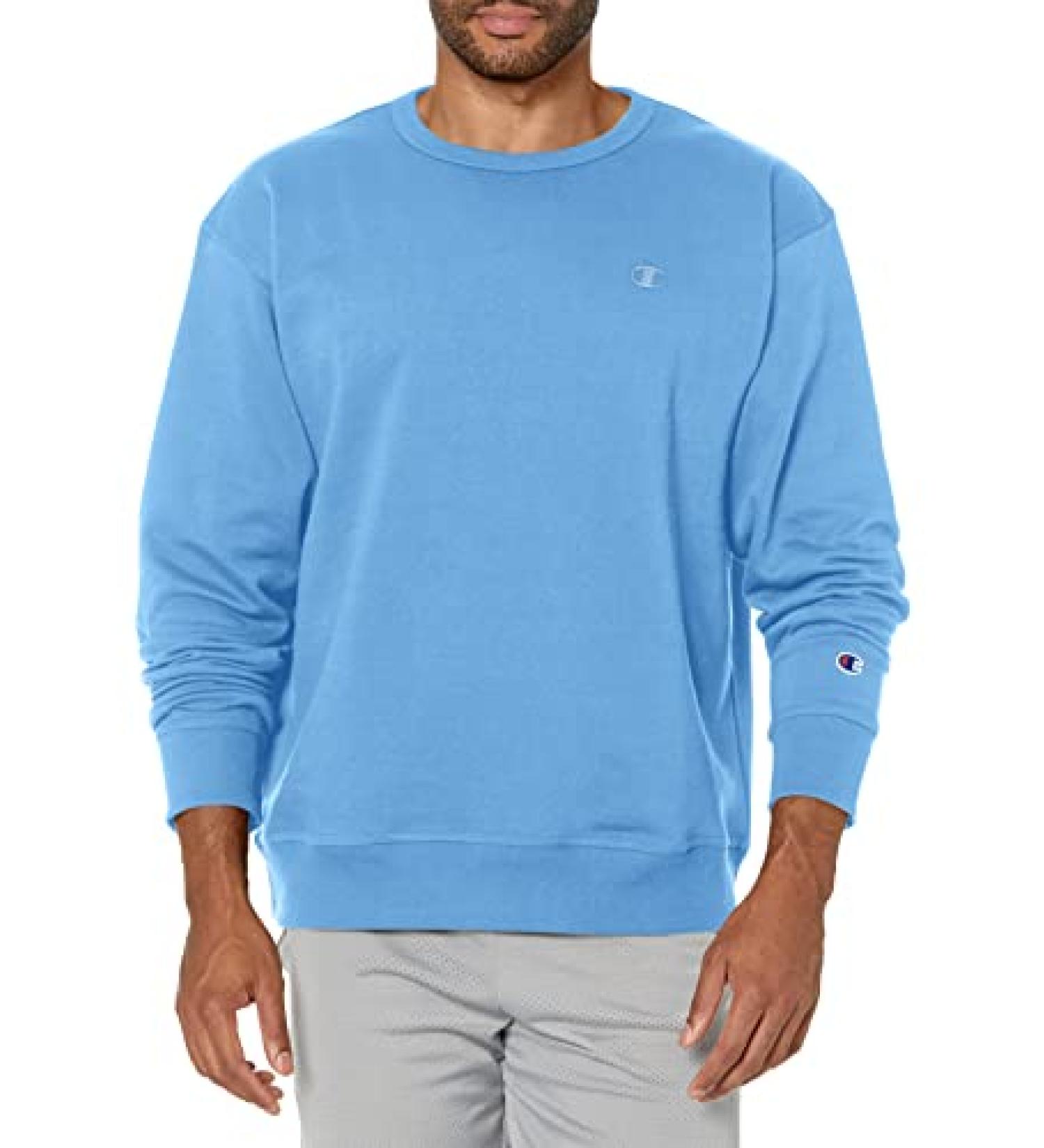 Champion Men's Powerblend Crewneck Sweatshirt - Swiss Blue C Logo - Buy Online on SooperMarket.com
