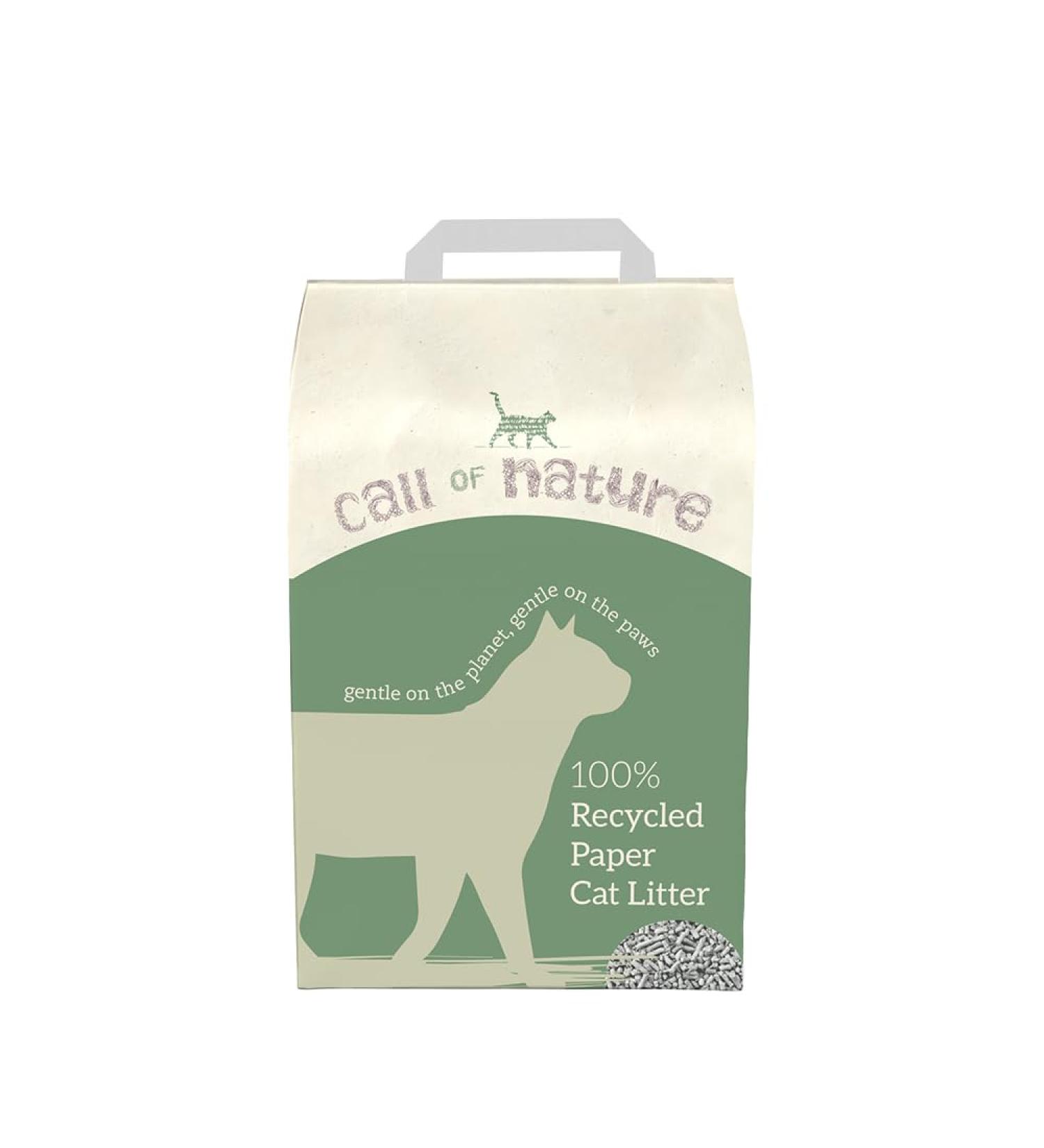 Call of Nature Recycled Paper Cat Litter Pellets - Biodegradable Odour Control, Dust-Free Non-Clumping Kitty Litter - 7L - Buy Online on SooperMarket.com