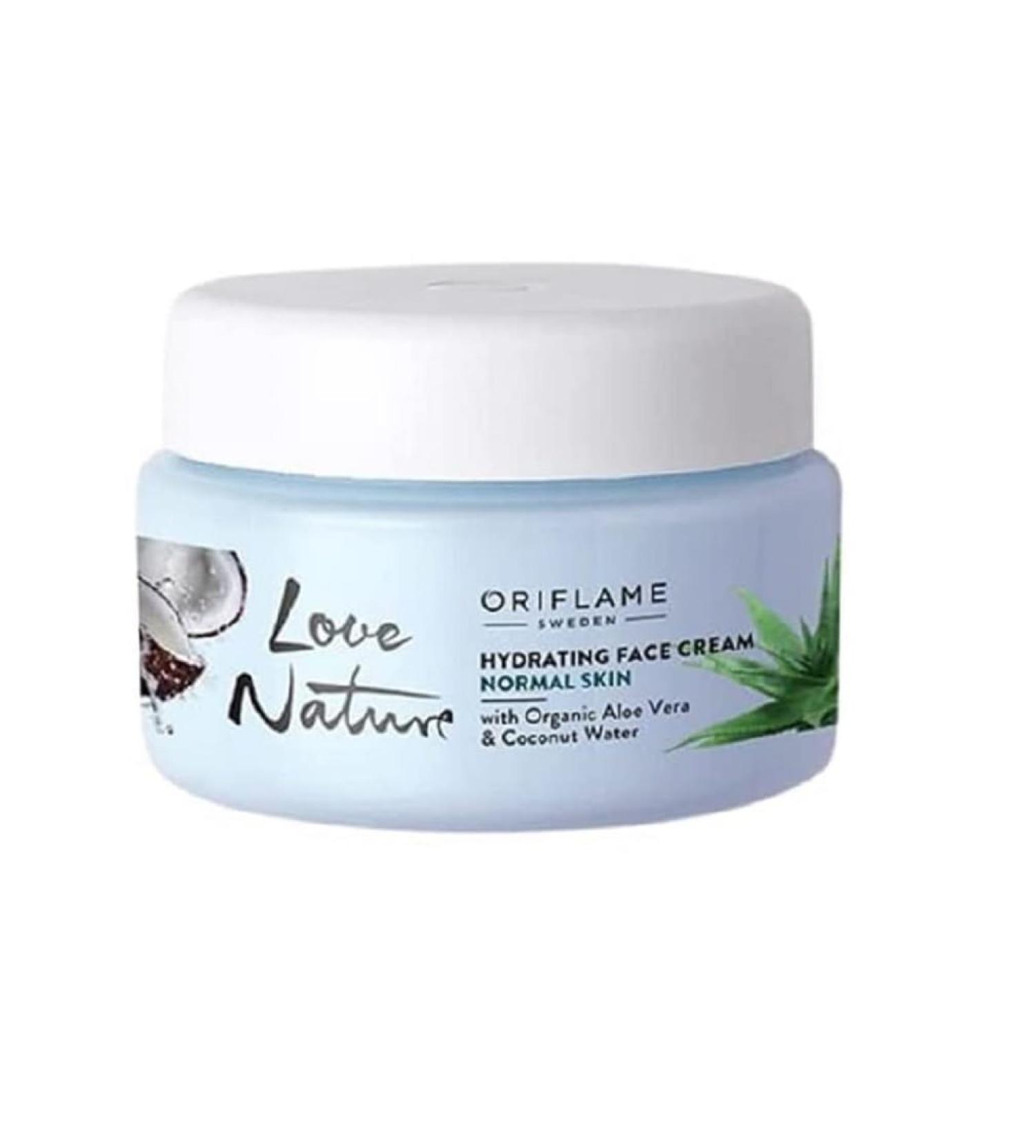 Oriflame LOVE NATURE Hydrating Face Cream | Organic Aloe Vera & Coconut Water 50ml - Moisturizing & Ideal for All Skin Types - Buy Online on SooperMarket.com