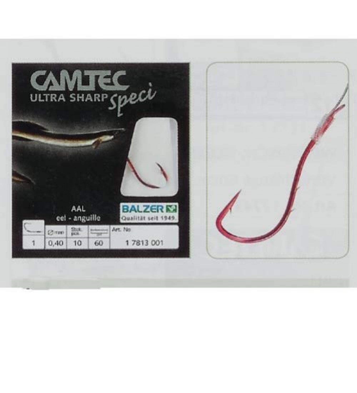 Balzer Camtec eel hooks 60cm red - 10 tied fishing hooks size 4 / 0.30mm