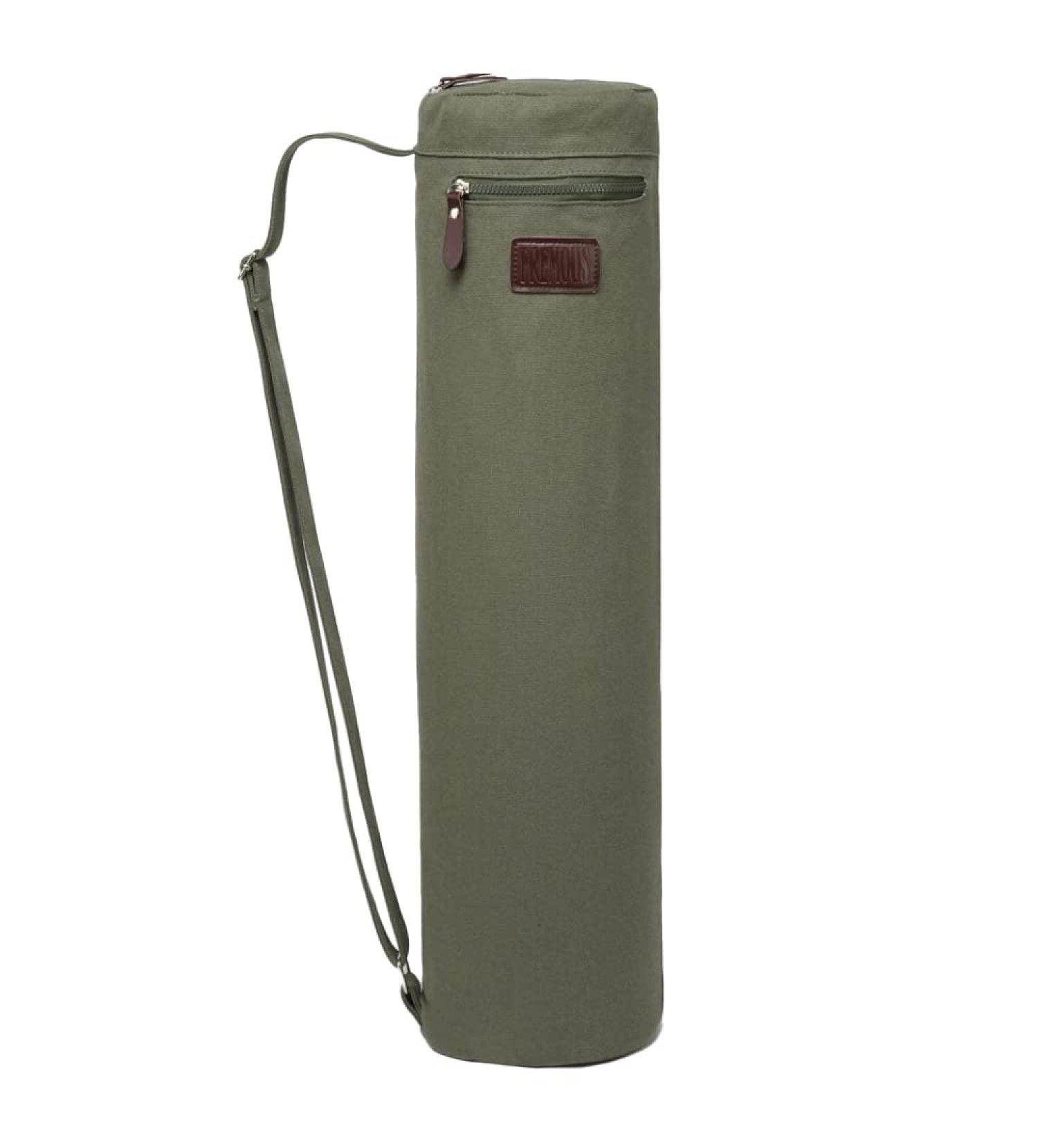 FREMOUS Full-Zip Yoga Mat Bag - Double Pocket Carrier with Adjustable Strap - Army Green - Buy Online on SooperMarket.com