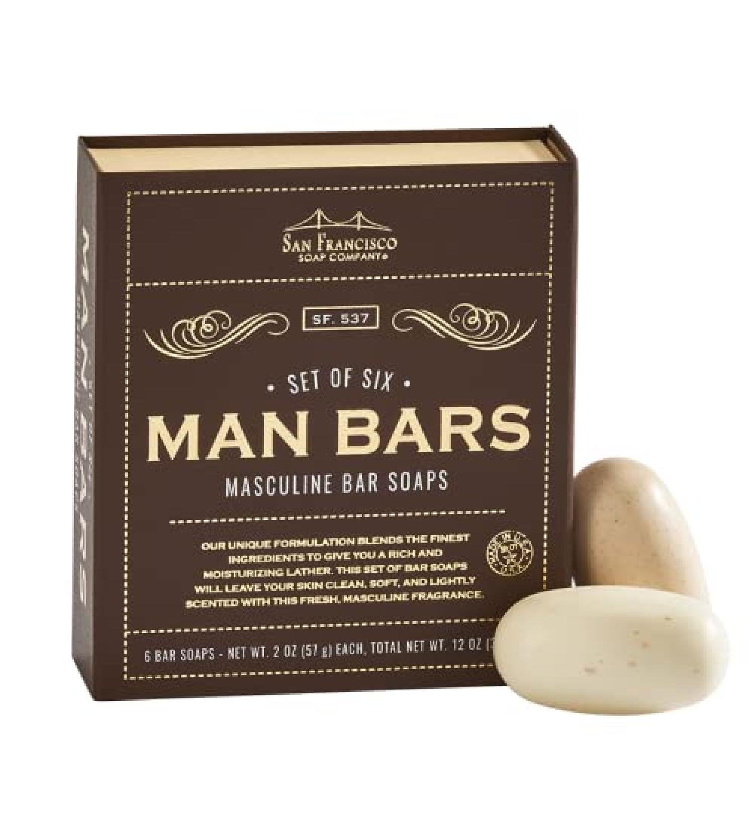 San Francisco Soap Men Soap Gift Set - 6 Manly Fragranced 2 Ounce Bars - Buy Online on SooperMarket.com