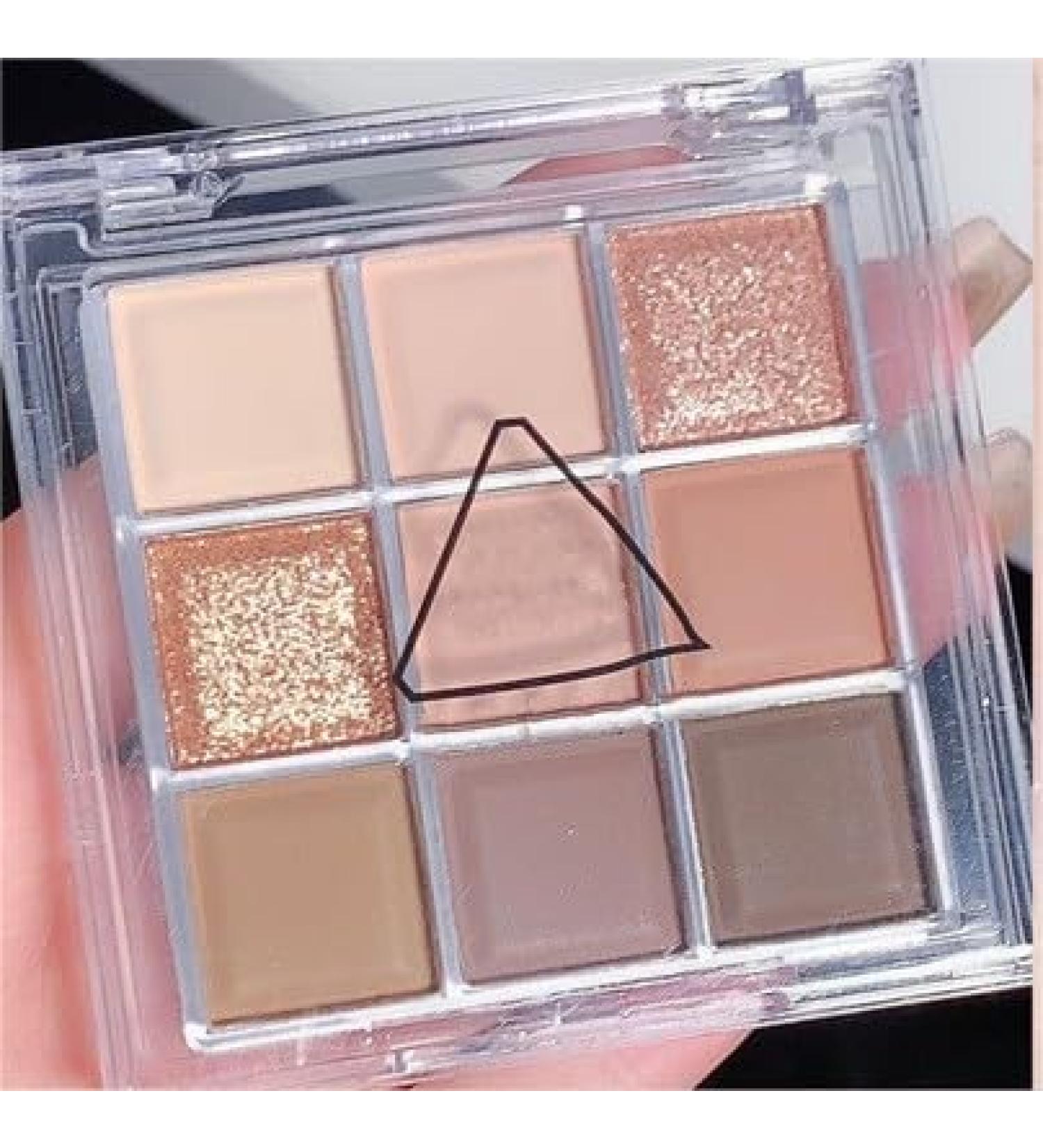 Lovelycat 9 Colors Glitter Eyeshadow Makeup Palette Matte High Pigmented Colorful Creamy Texture Eye Shadow Powder Natural Waterproof Long Lasting Eyeshadow Powder Cosmetics (pink brown) - Buy Online on SooperMarket.com