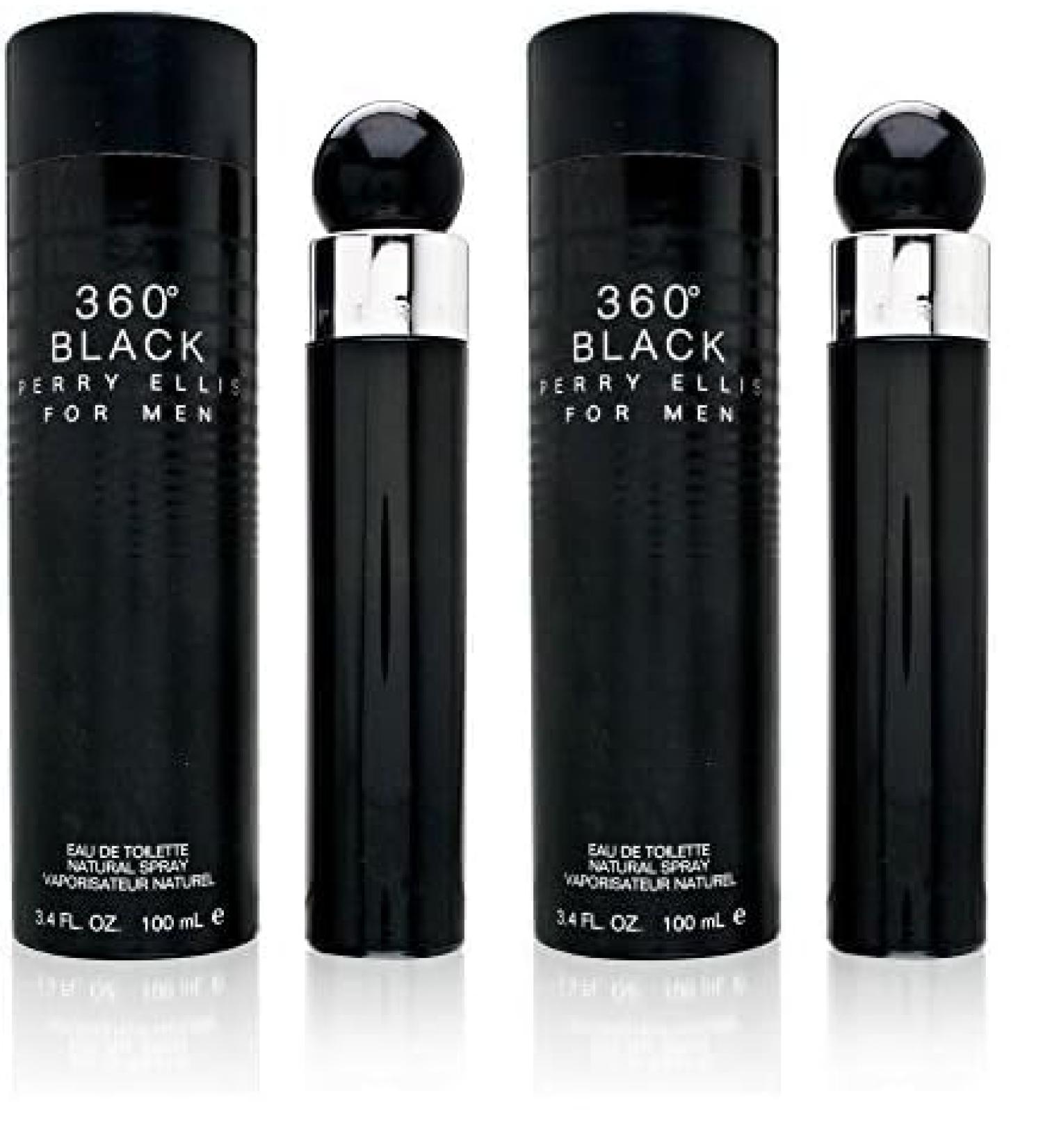 Perry Ellis 360 Black For Men. Eau De Toilette Spray 3.4 Ounces (Pack of 2) clear 3.4 Fl Oz (Pack of 2)