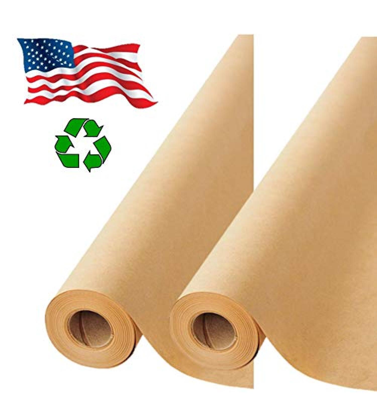 2 Rolls Pack -- Brown Kraft Paper Made in USA 17.75 x 1200 Per Roll (200 feet) Ideal for Gift Wrapping  Art  Craft  Packing  Shipping  Floor Covering  Dunnage  Table Runner  100% Recycled Material - Buy Online on SooperMarket.com