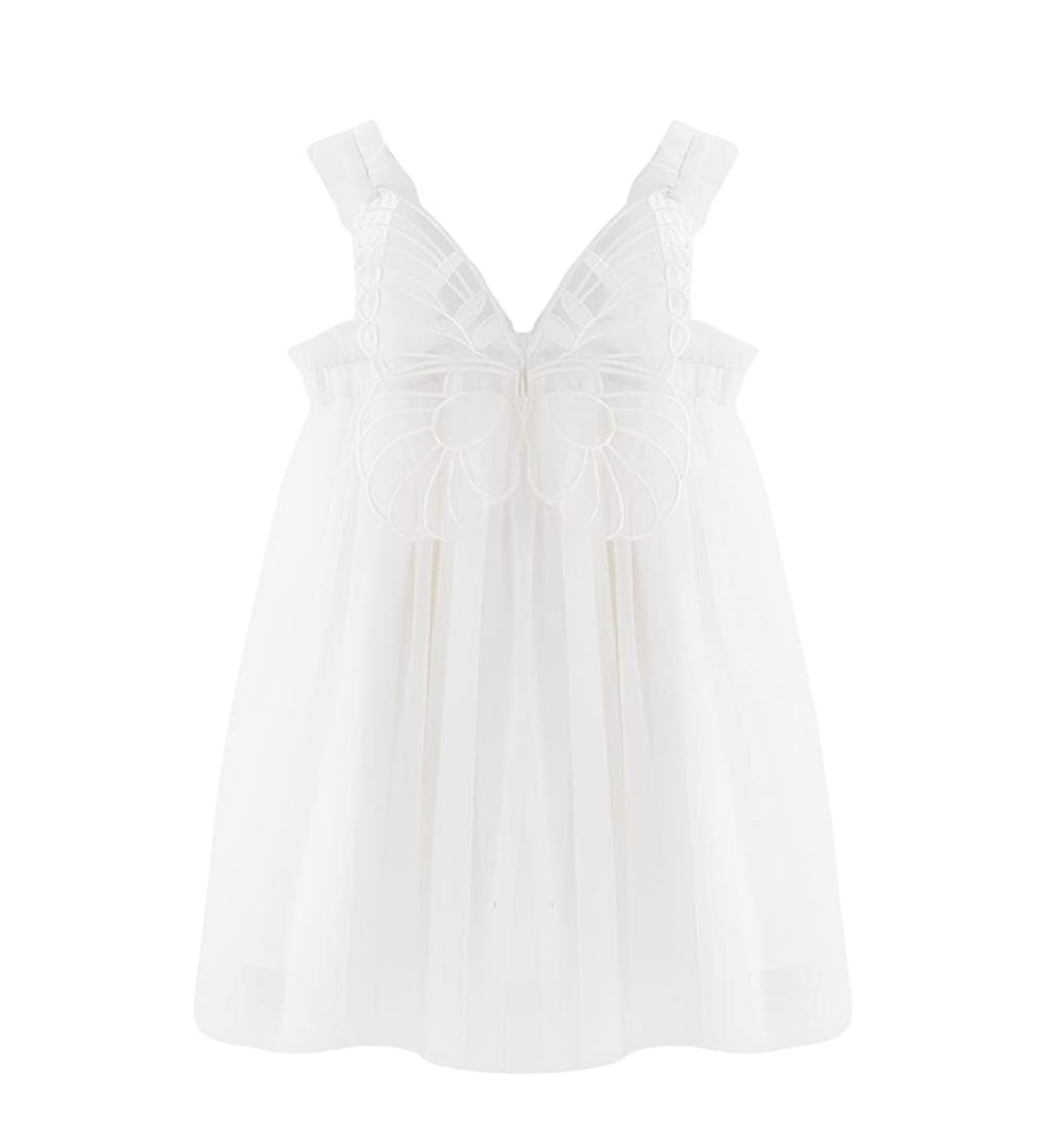 PythJooh Baby Girl Tulle Dress with Butterfly Wings | Sleeveless Tutu Princess Dress for Toddlers | Daisy Stars Sundress (6-9 Months, White) - Buy Online on SooperMarket.com