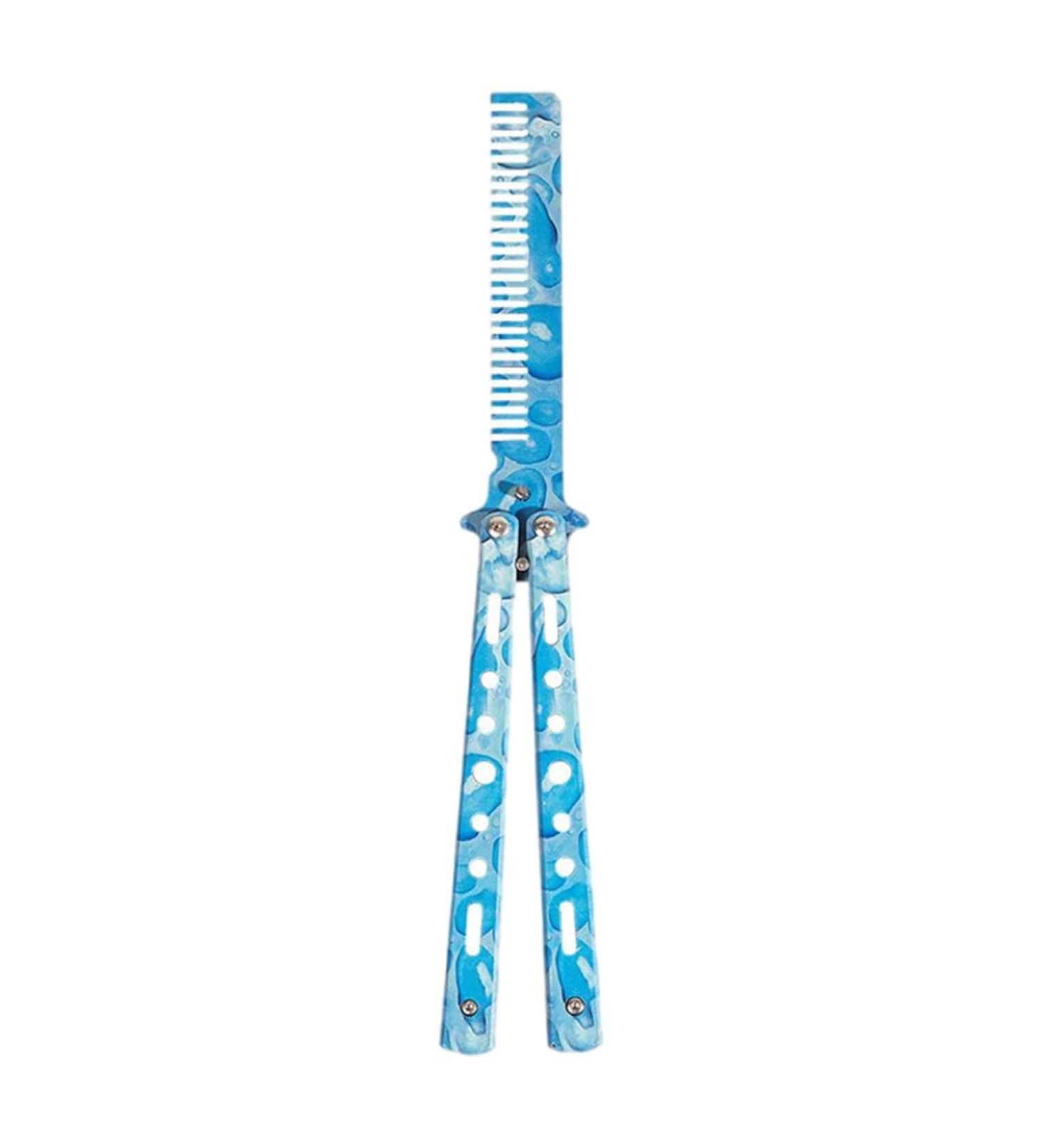 Comb Trainer Stainless Steel Unsharpened Slice Butterfly Training Comb for Beginner Aqua Blue Practice Comb Trainer - Buy Online on SooperMarket.com
