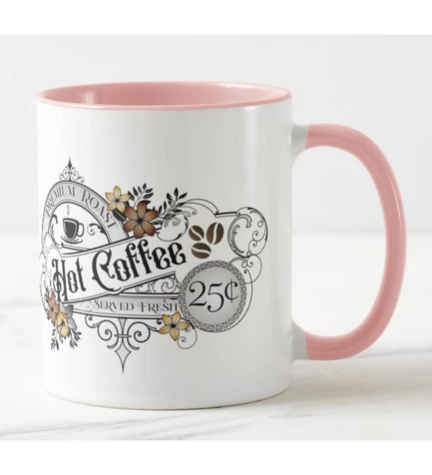 Vixar Hot Coffee Premium Roast Served Fresh Coloured Mug Cup Gift Birthday Work Office Christmas Tea Coffee (Pink) - Buy Online on SooperMarket.com