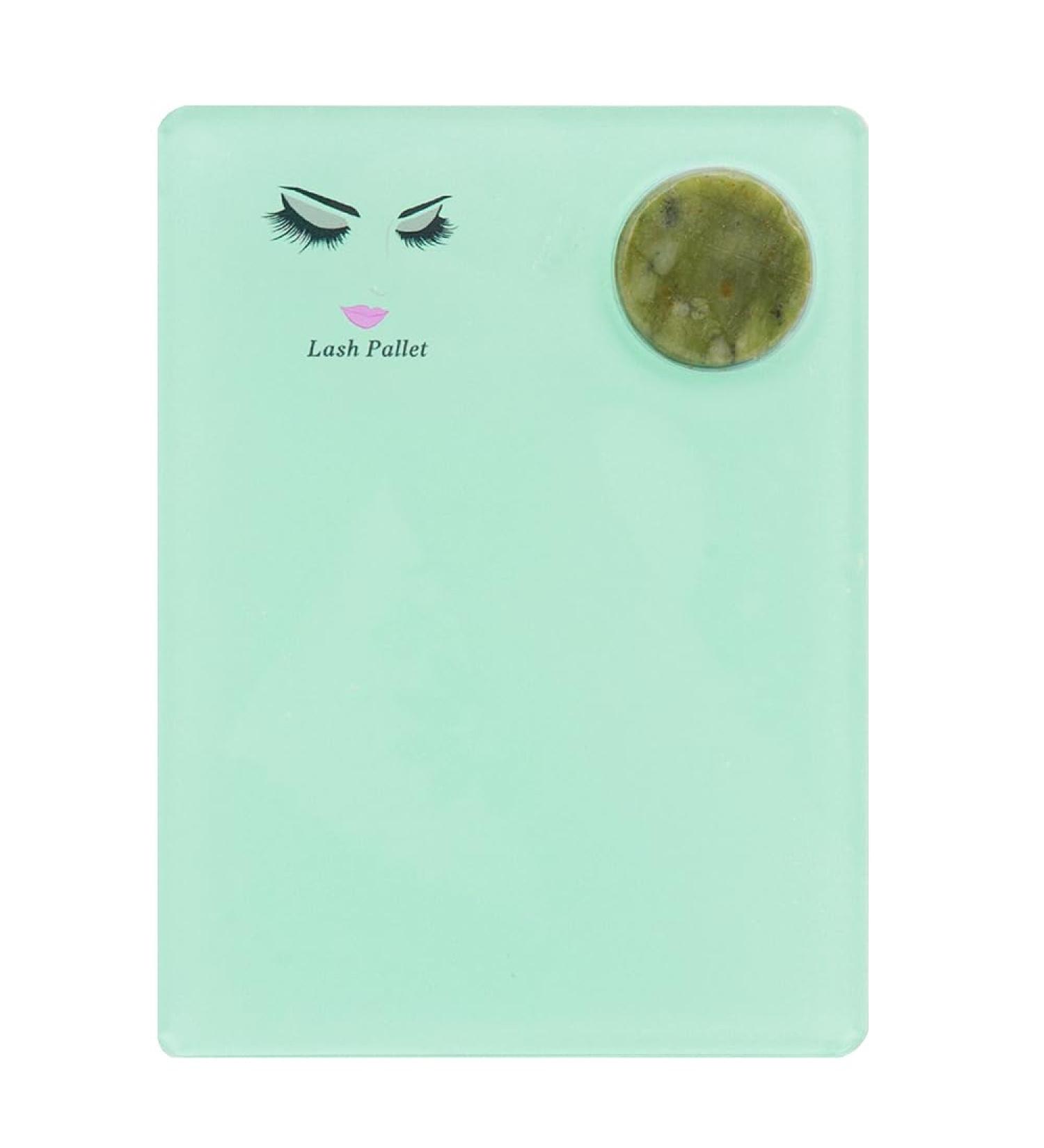 Eyelash Extension Pallet Holder Set - 2 in 1 Acrylic & Round Jade Stone Lash Grafting Tool Pad | Blue - International Shipping Available - Buy Online on SooperMarket.com