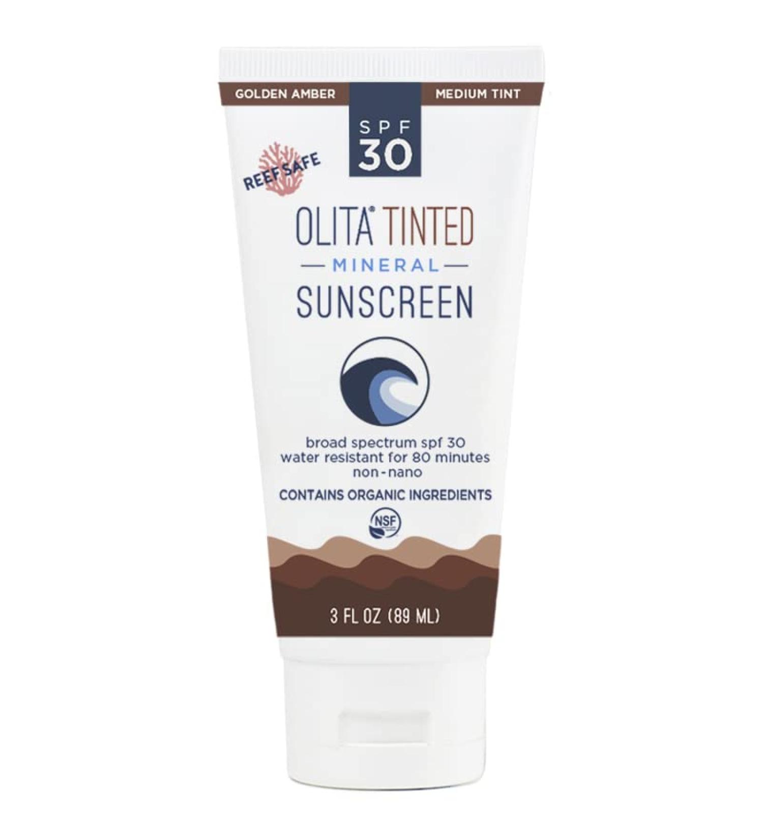Olita Tinted Mineral Sunscreen SPF 30 Lotion - Golden Amber | 3 oz Broad Spectrum, Chemical Free, All-Natural, Reef Safe, Organic - Buy Online on SooperMarket.com