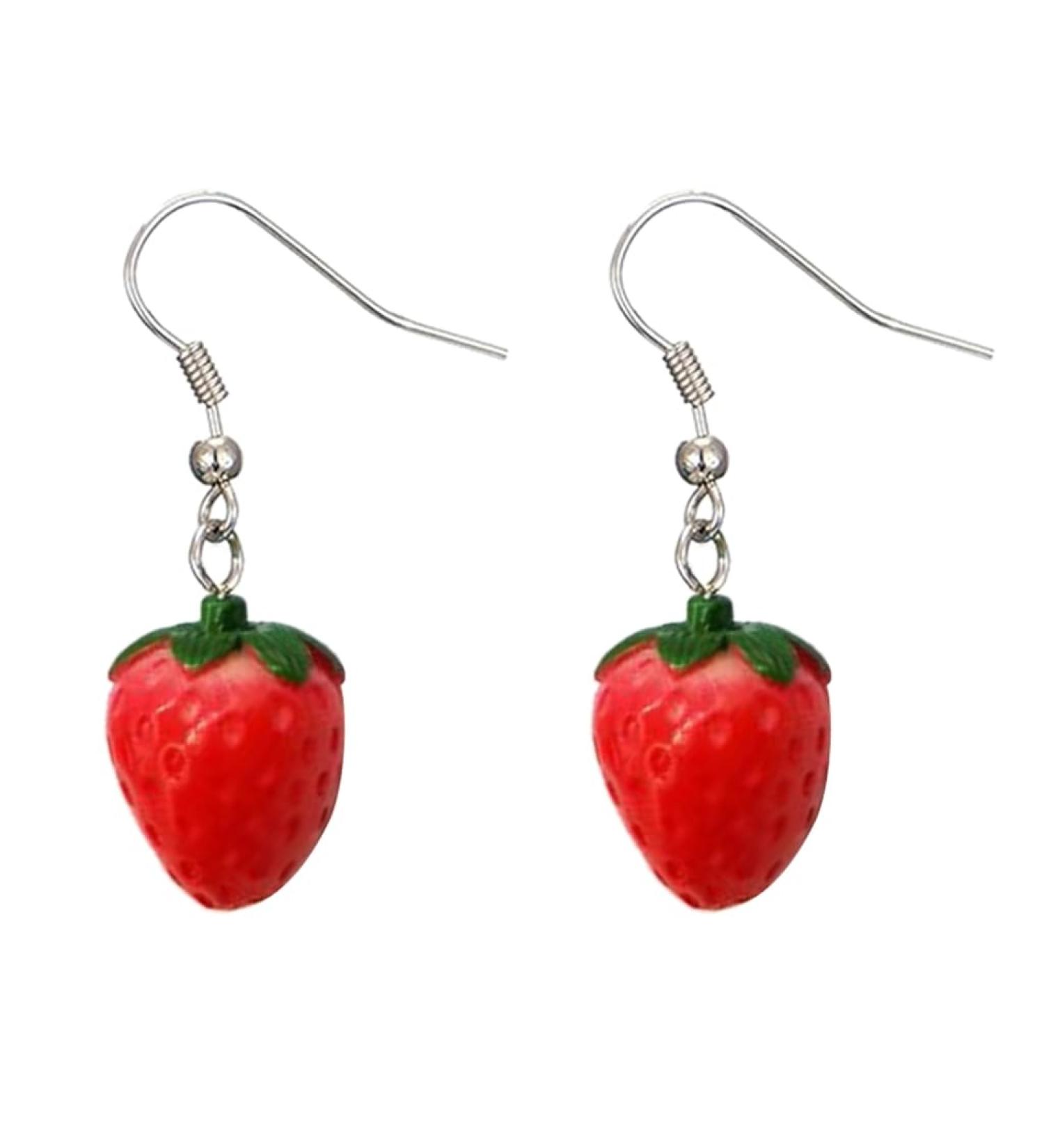 Delicate Resin Strawberry Earrings Simulation Fruit Earwears for Any Occasion - Buy Online on SooperMarket.com