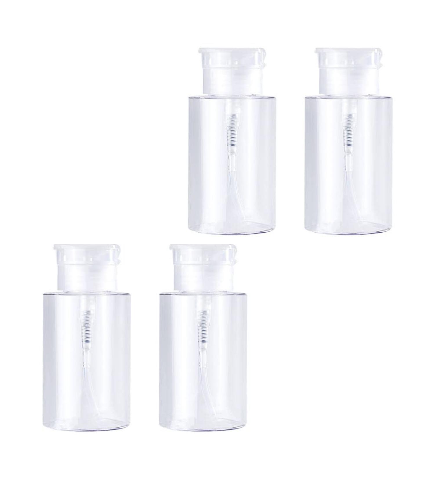 4 Pack Lockable 100ml Clear Pump Dispenser Bottles - Ideal for Travel Toner & Lotion - Perfect Cosmetic Organizer - Buy Online on SooperMarket.com