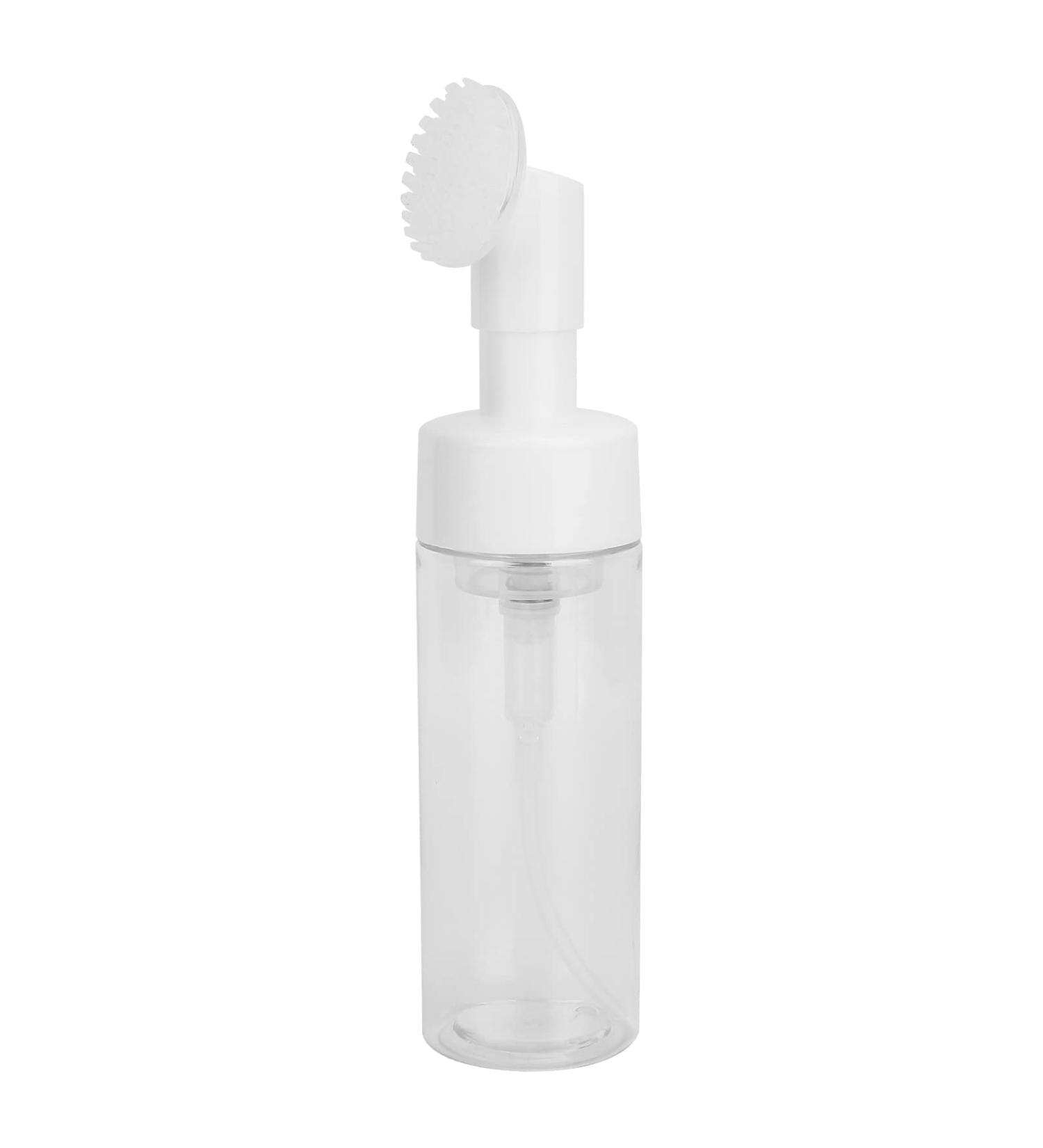 Silicone Brush Head Foaming Bottle Transparent Deep Clean Facial Pores Spiral Bottle Mouth Large Diameter Round Concave Bottom Fastening Pump Head Press Type Foaming Pump Head 150ML - Buy Online on SooperMarket.com