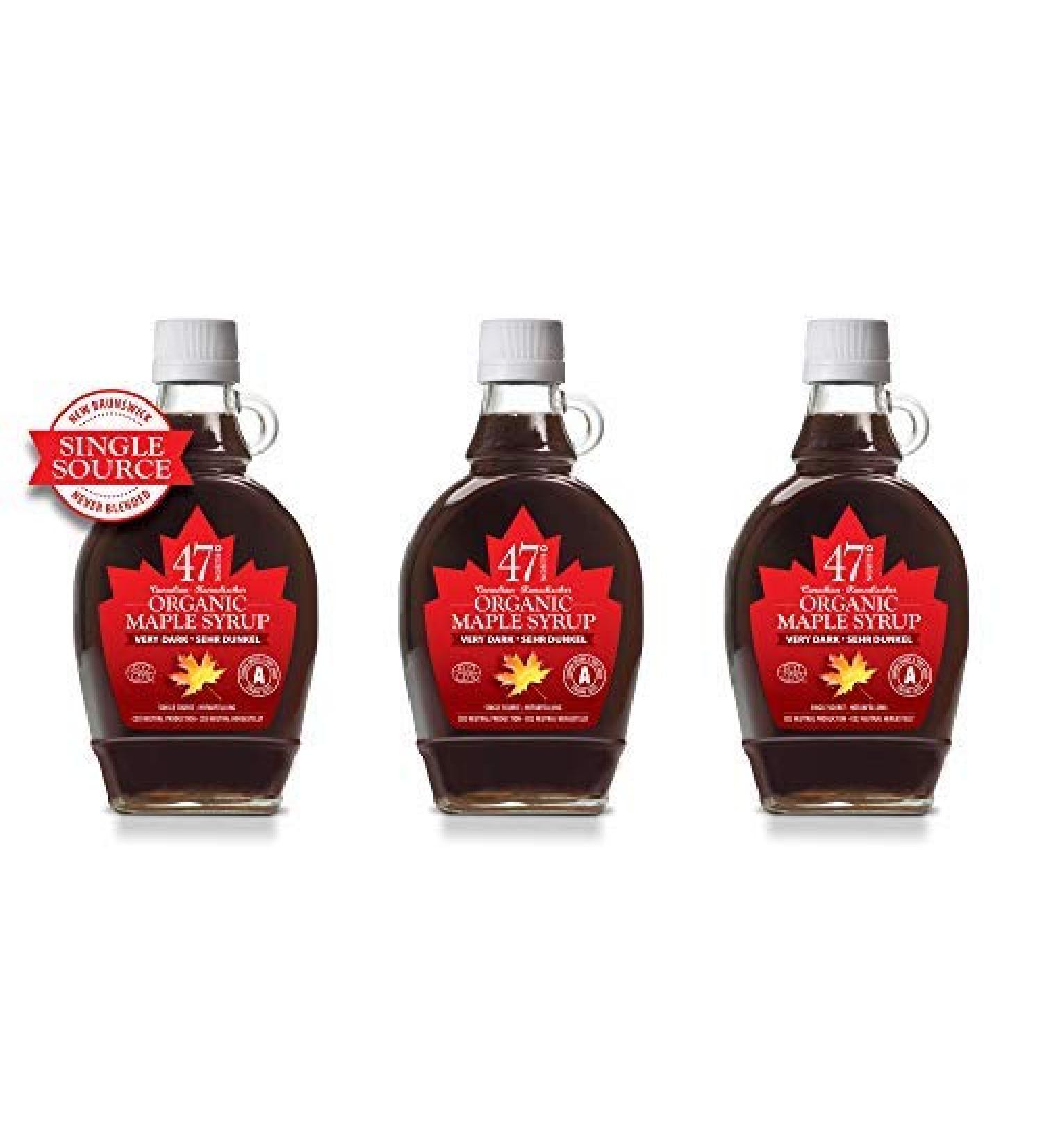 47 North Canadian Organic Maple Syrup Single Source Grade A Very Dark Strong 250g - Pack of 3 Bottles - Buy Online on SooperMarket.com