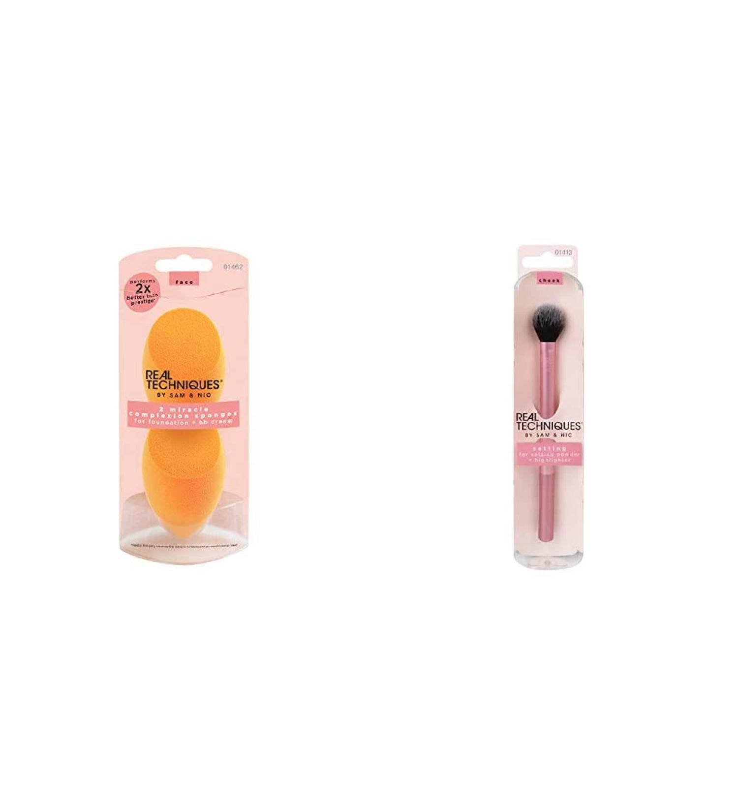 Buy Real Techniques Makeup Sponge & Setting Brush Set - 2 Color-Sorted Sponges + 1 Brush - International Shipping Available - Buy Online on SooperMarket.com