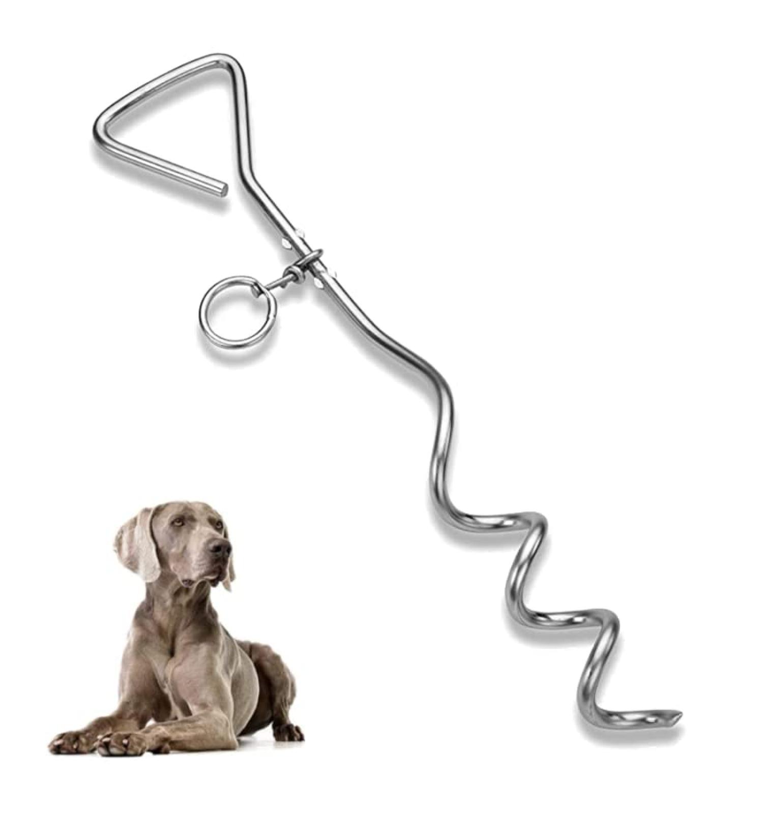 16" Heavy Duty Ground Spike Stake (41cm) Dog Chains for outside Dog Tie Out Cable Steel Spiral Dog Tether Outdoor Dog Camping Accessories (Stake Only) (1 Pack) - Buy Online on SooperMarket.com