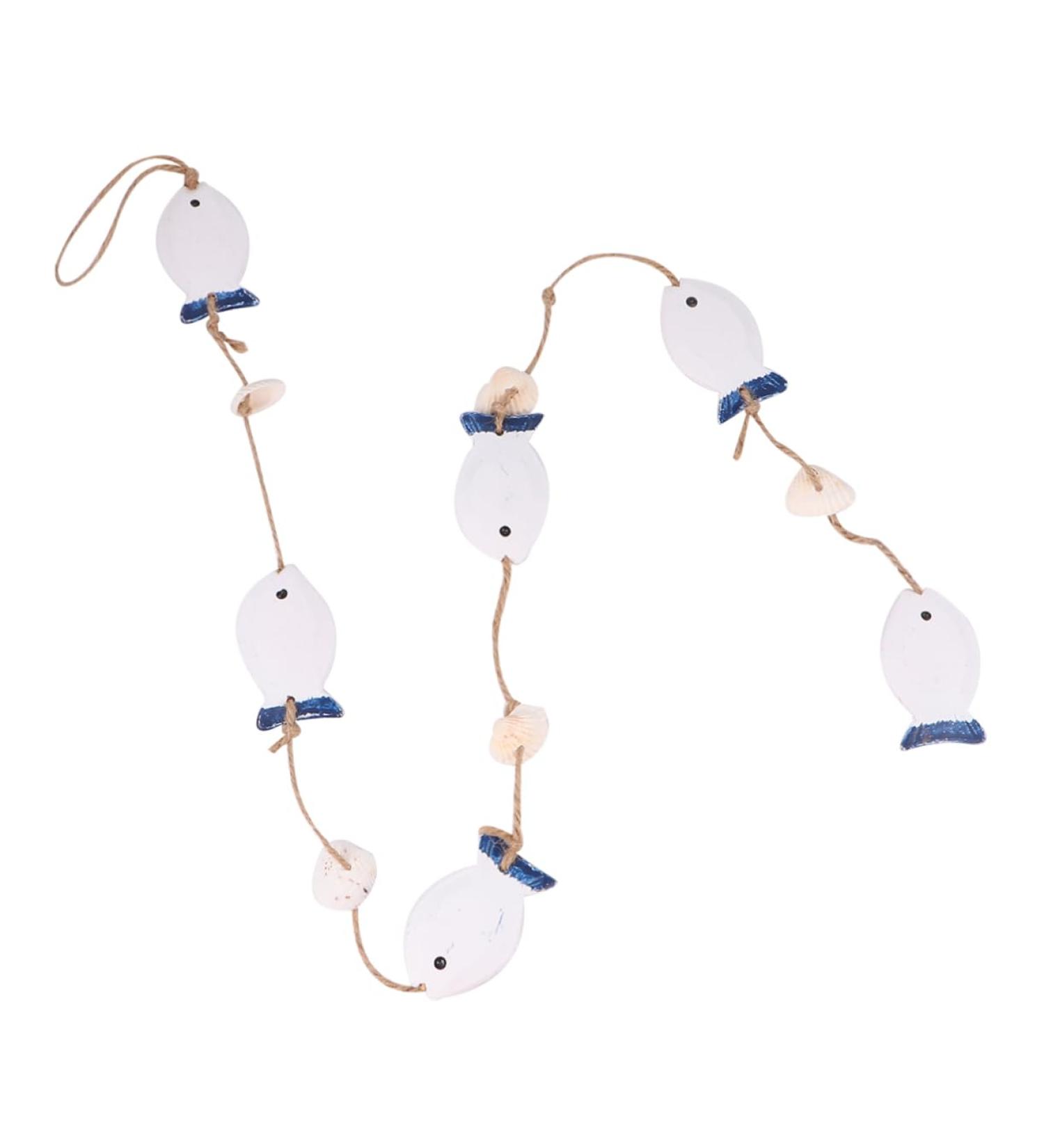 ABOOFAN 1 Pc Decor House Ornaments Wedding Ornament Fish Hanging Ornament Pendant Shell Wall Hanging Blue and White 102X4.2CM - Buy Online on SooperMarket.com