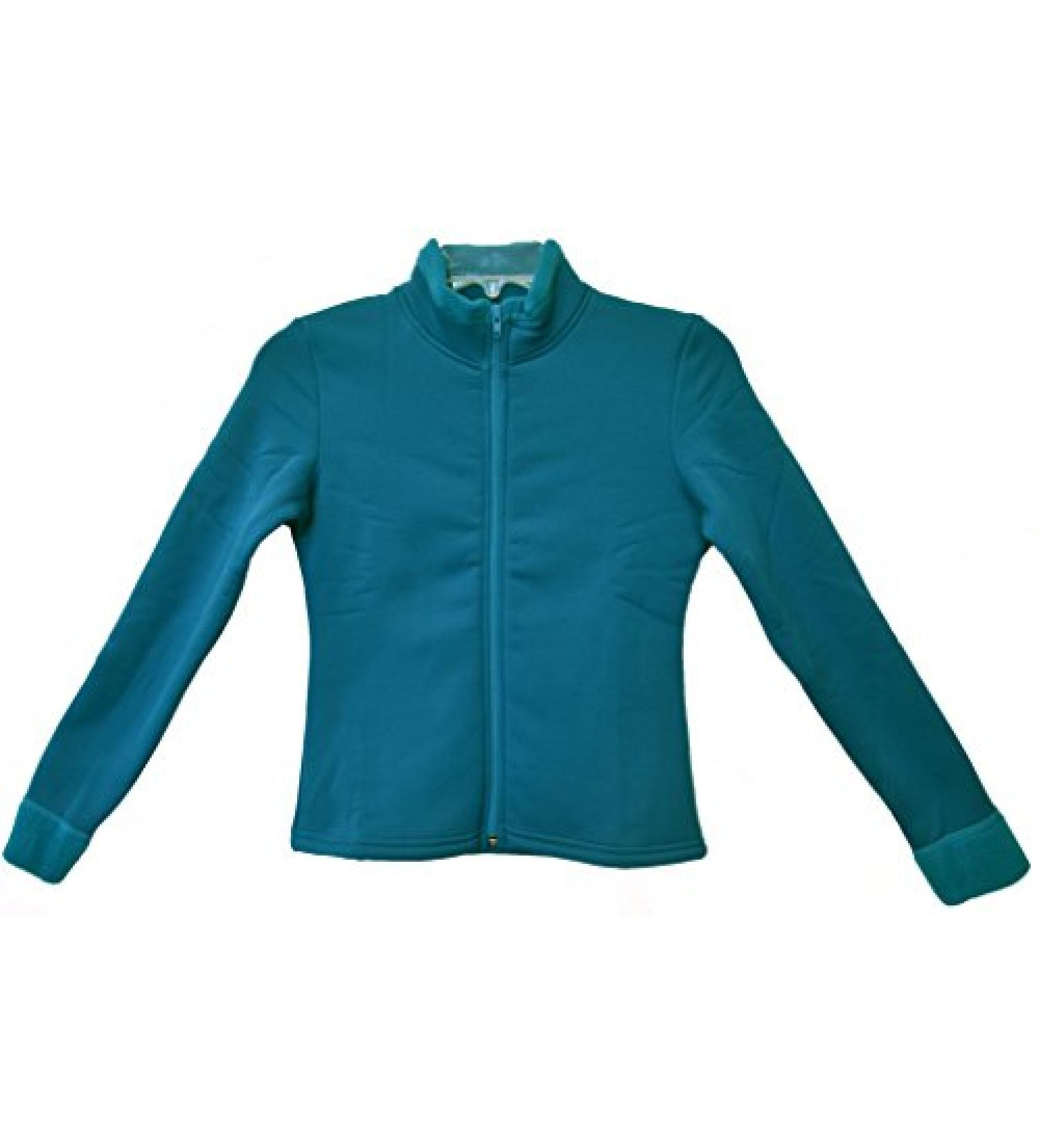 Chloe Noel Figure Skating Solid Polar Fleece Fitted Jacket by Polartec J11 Dark Turquoise Adult Small