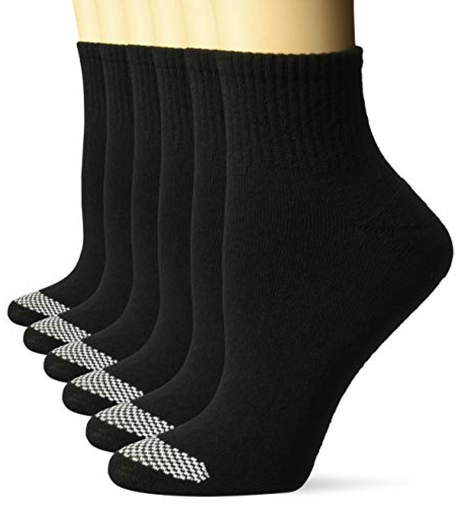 Hanes Women's Cool Comfort Toe Support Ankle Socks 6-Pack, Size 8-12, Black/White Vent - Buy Online on SooperMarket.com