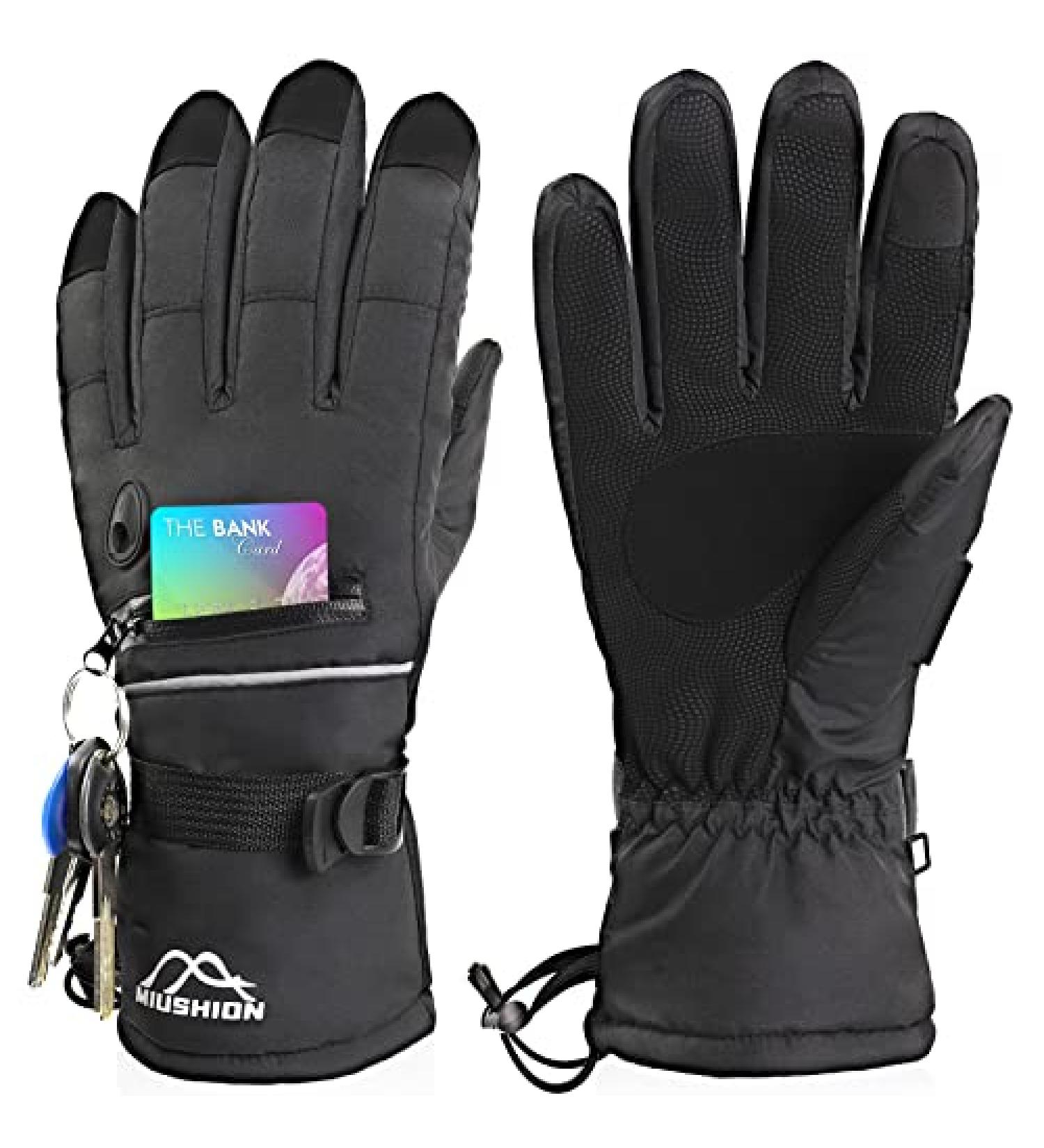 Miushion Winter Ski Mittens - Warm Unisex Snow Gloves with 3M Thinsulate for Skiing & Snowboarding - Black, Small - Buy Online on SooperMarket.com