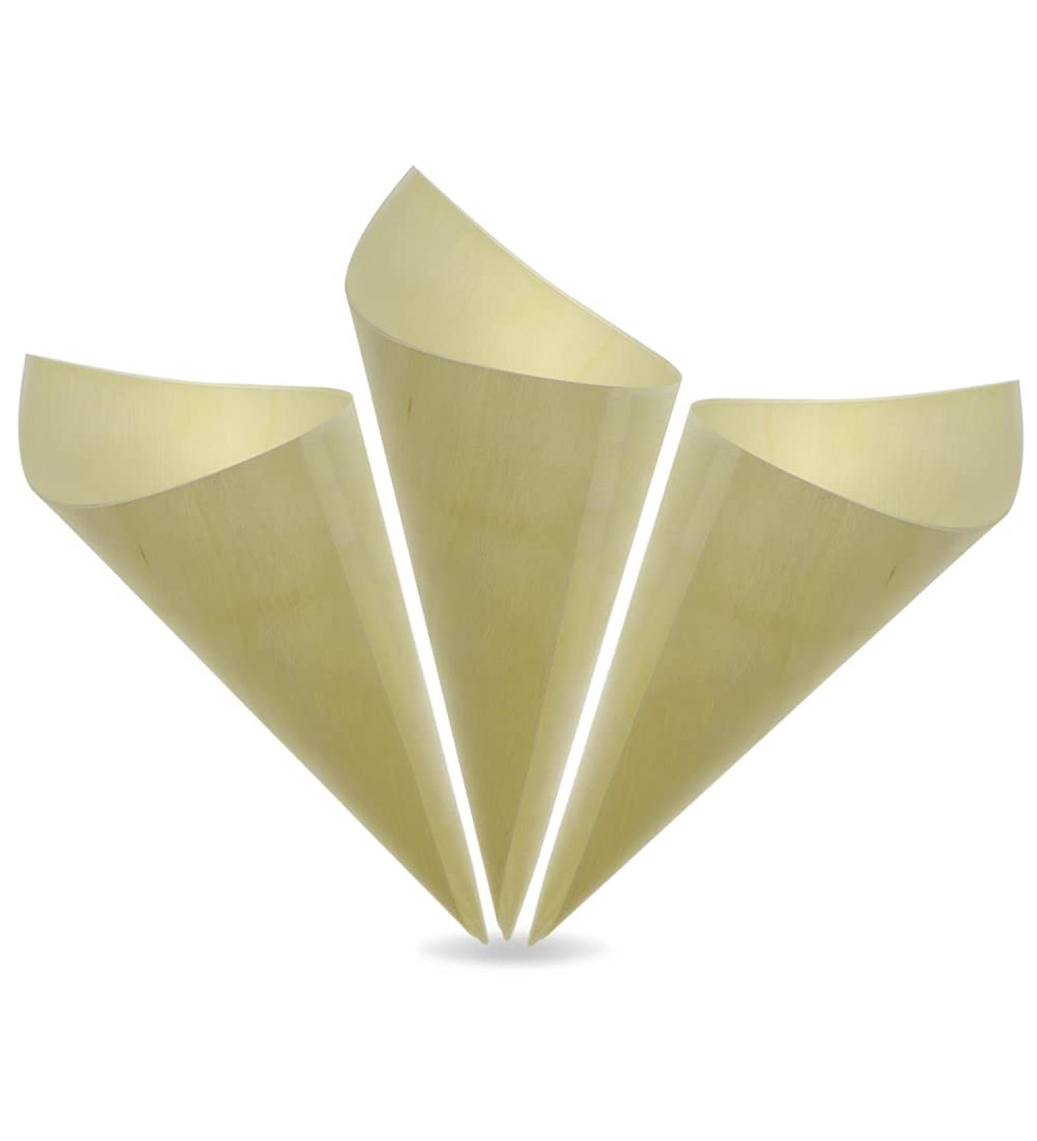 Betinyar Pack of 150 Disposable Wood Food Cone Finger Foods Cones for Appetizers Ice Cream Food Tasting Cones for Buffets Parties (150pcs 5") 150 Count (Pack of 1) - Buy Online on SooperMarket.com