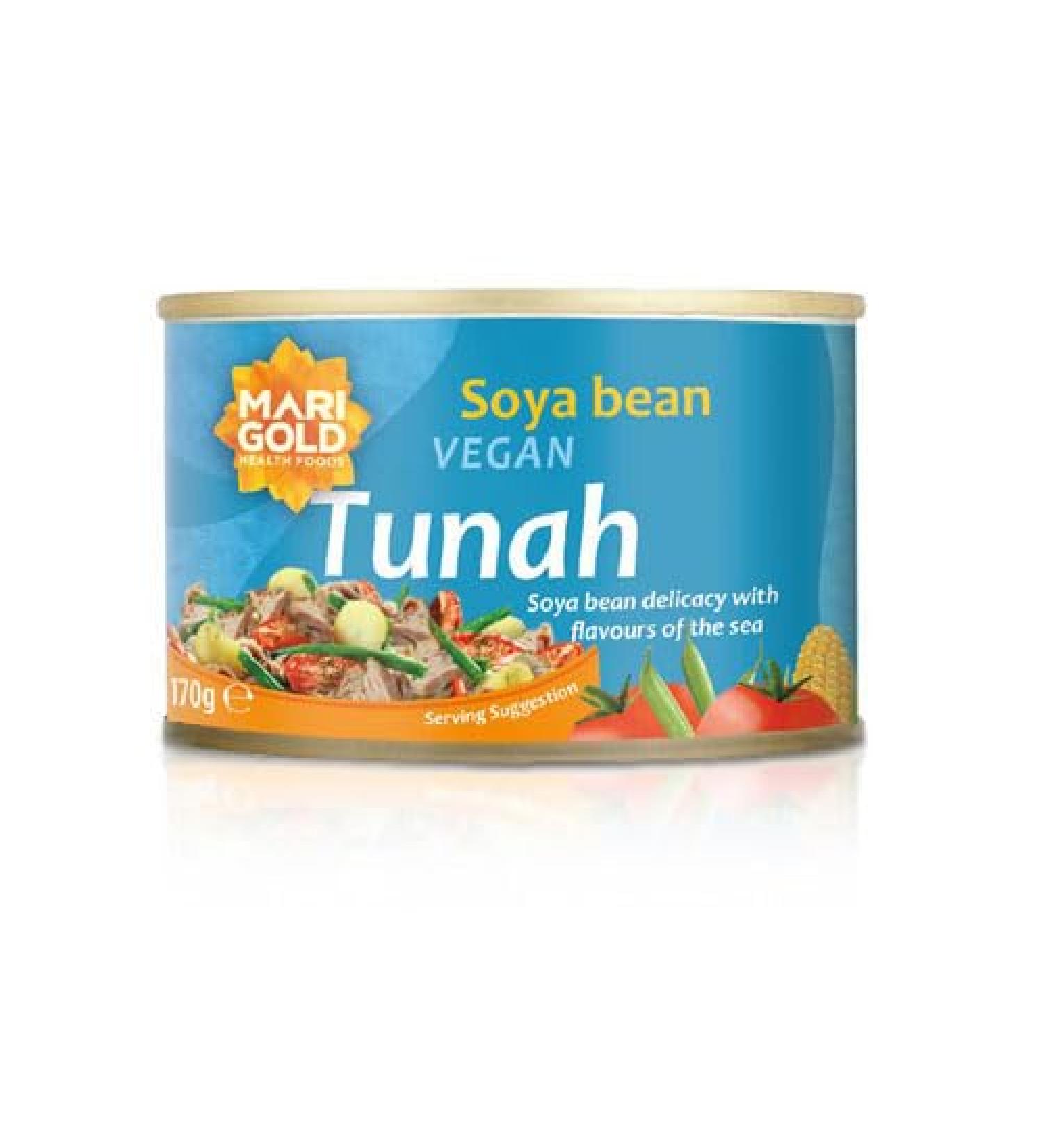 Marigold Health Foods SOYA Bean Vegan Tunah - SOYA Bean Delicacy with Flavours of The Sea 170g (Pack of 6)