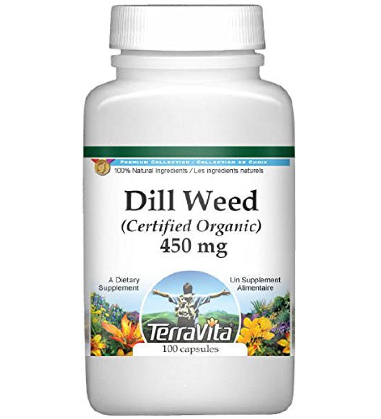 Certified Organic Dill Weed Capsules - 450mg (100 Capsules) | High-Quality | Non-GMO | ZIN 517643 - Buy Online on SooperMarket.com