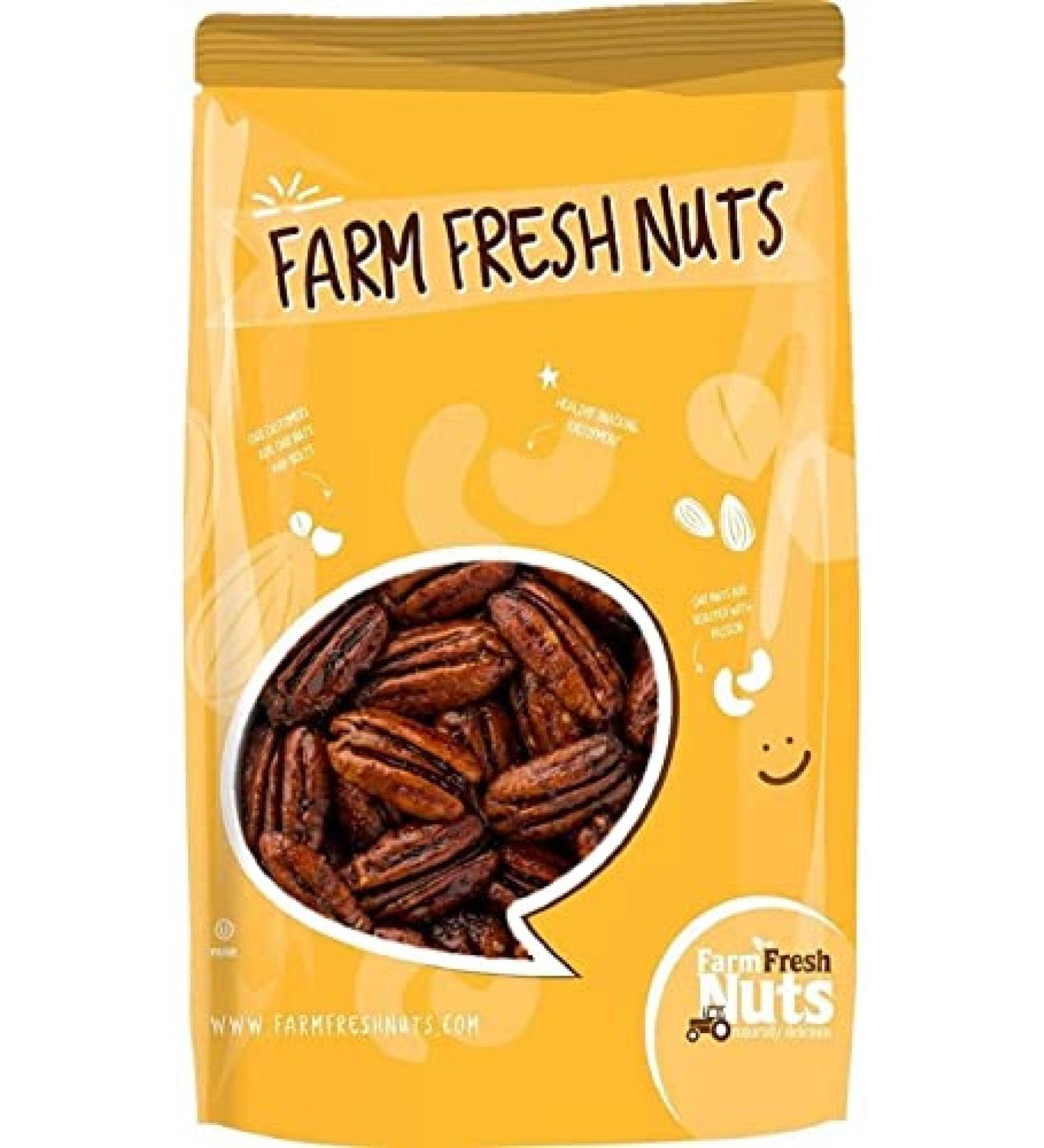 Honey Glazed Praline Cinnamon Georgia Pecans - 1 lb. Non-Dairy Small Batch Roasted Southern Tastiness - Farm Fresh Nuts Brand - Buy Online on SooperMarket.com