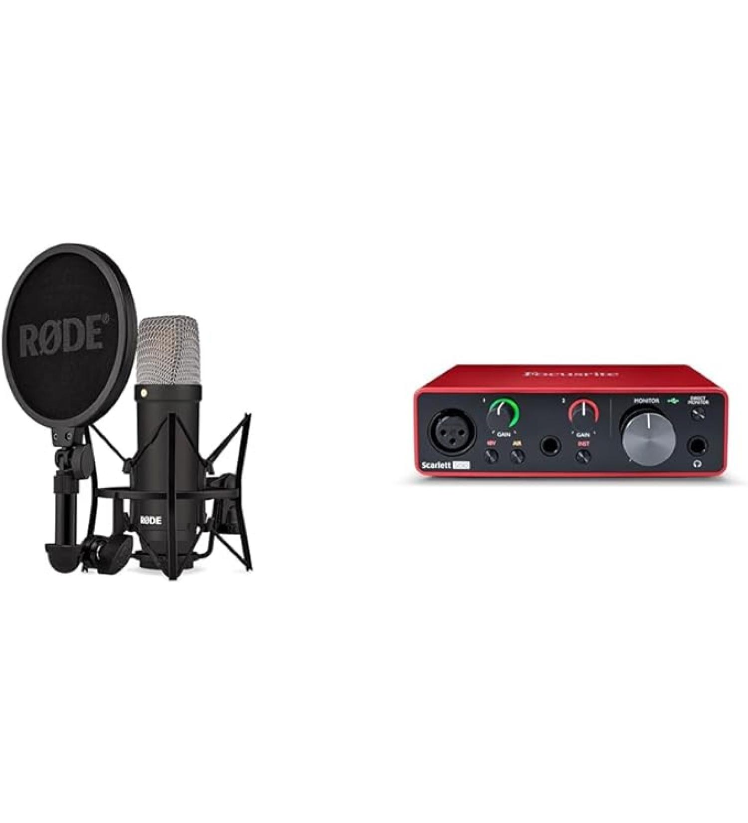 RÃDE NT1 Signature Series Condenser Microphone with SM6 Shockmount and Pop Filter - Black & Focusrite Scarlett Solo 3rd Gen USB Audio Interface - Buy Online on SooperMarket.com