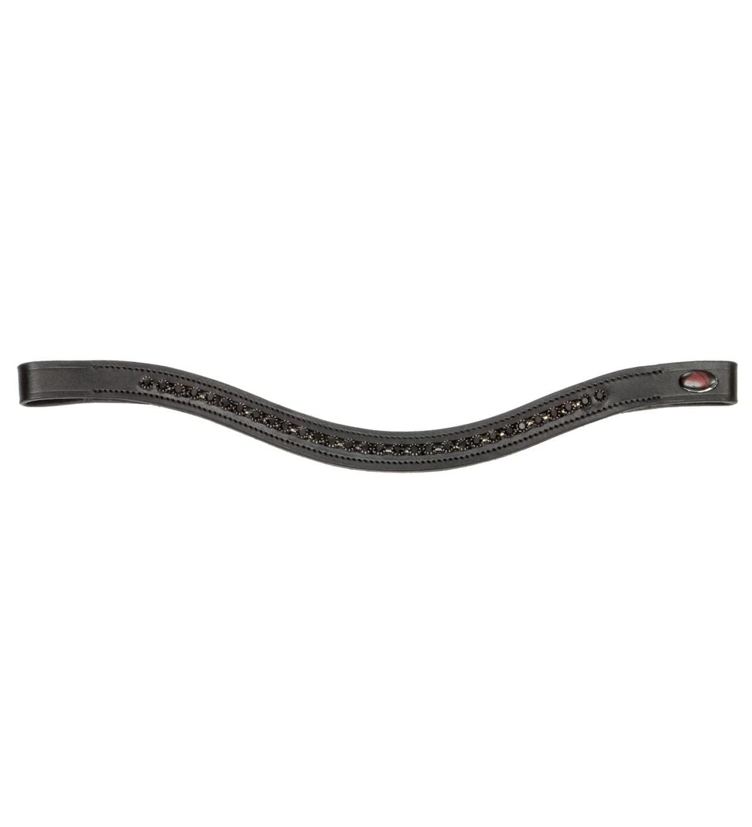 Headband for a horse Warmblood thoroughbred cold blood Start Cadmus paint leather glittering string with rhinestone strass in blue and black curved for brown brown and black leather (cob black/silver) COB black/black