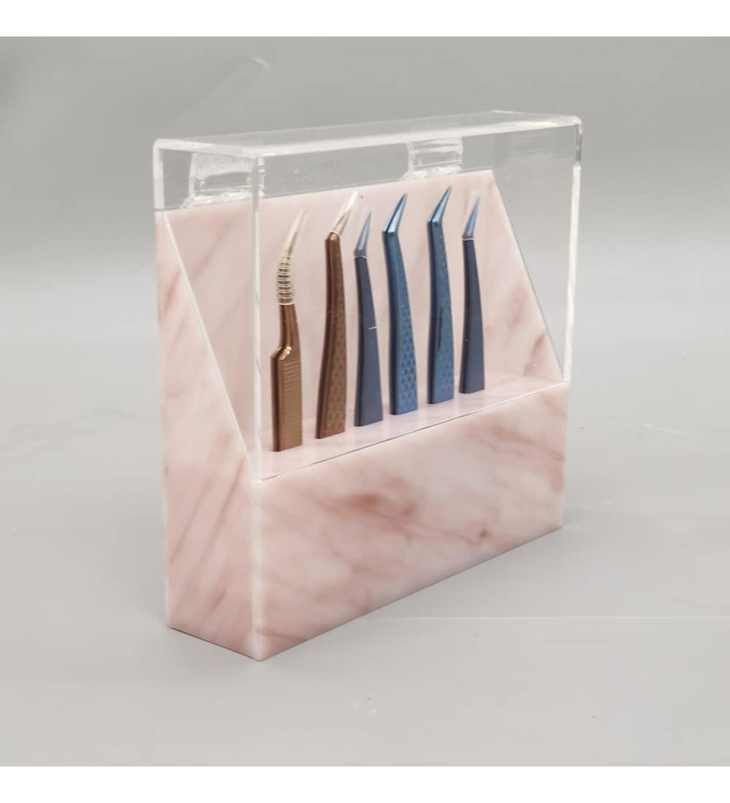 8-Hole Dust-Proof Tweezers Holder Stand for Eyelash Extensions - Pink Acrylic Display Stand Salon Organizer - Buy Online on SooperMarket.com
