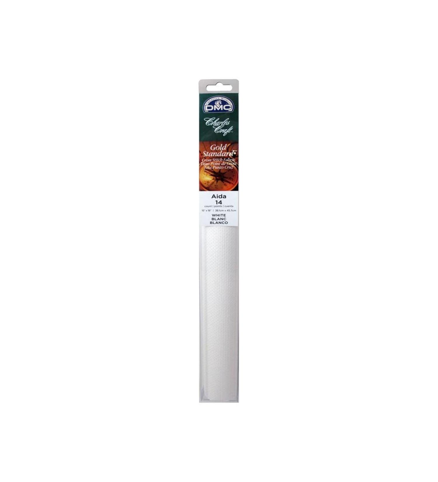 DMC GD1436-6750 Classic Reserve Gold Label Aida Fabric Box, White, 14 Count