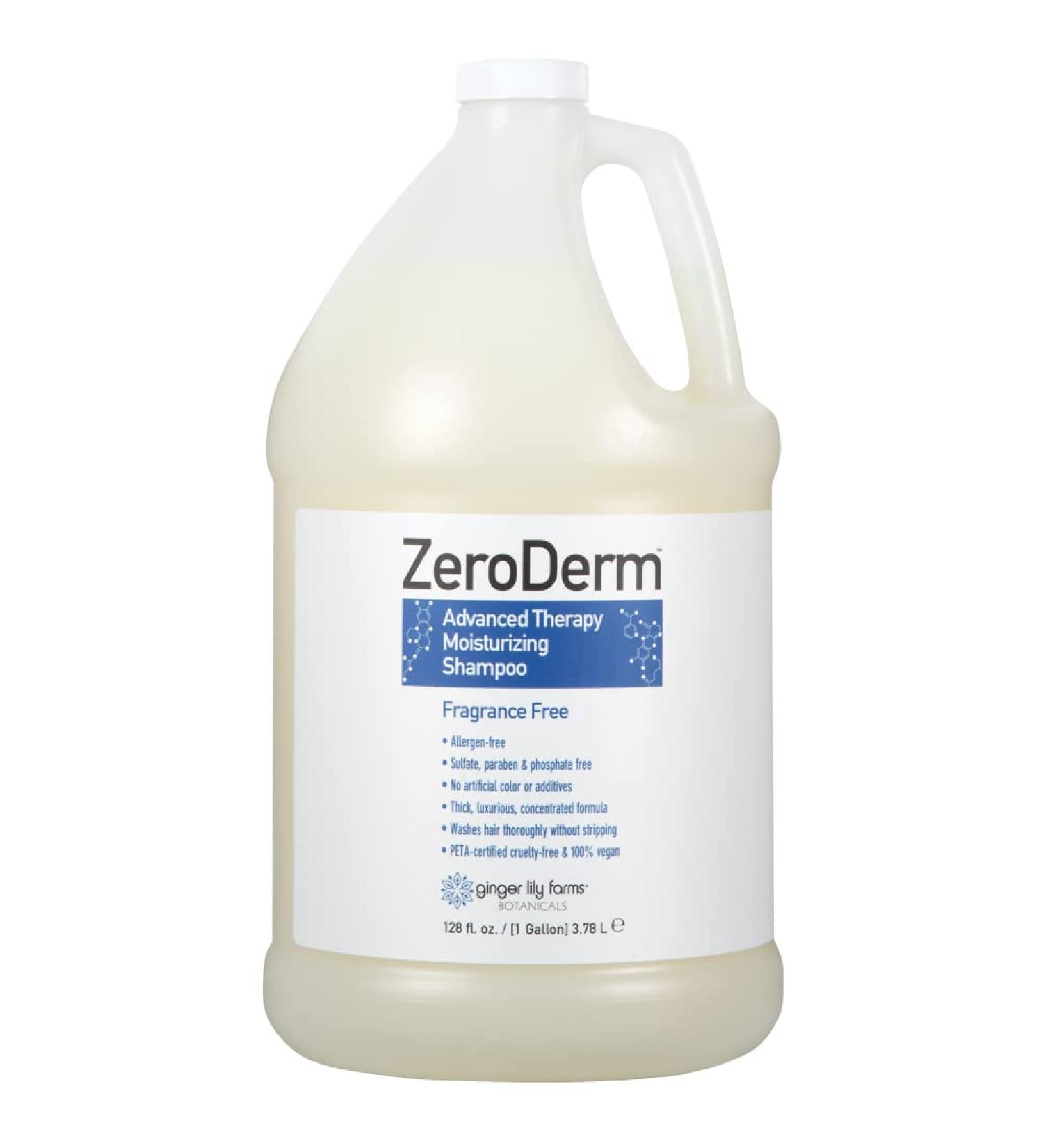 Ginger Lily Farms Botanicals ZeroDerm Advanced Therapy Moisturizing Shampoo - 1 Gallon (128 Fl. Oz.), Vegan, Cruelty-Free, Fragrance-Free - Buy Online on SooperMarket.com