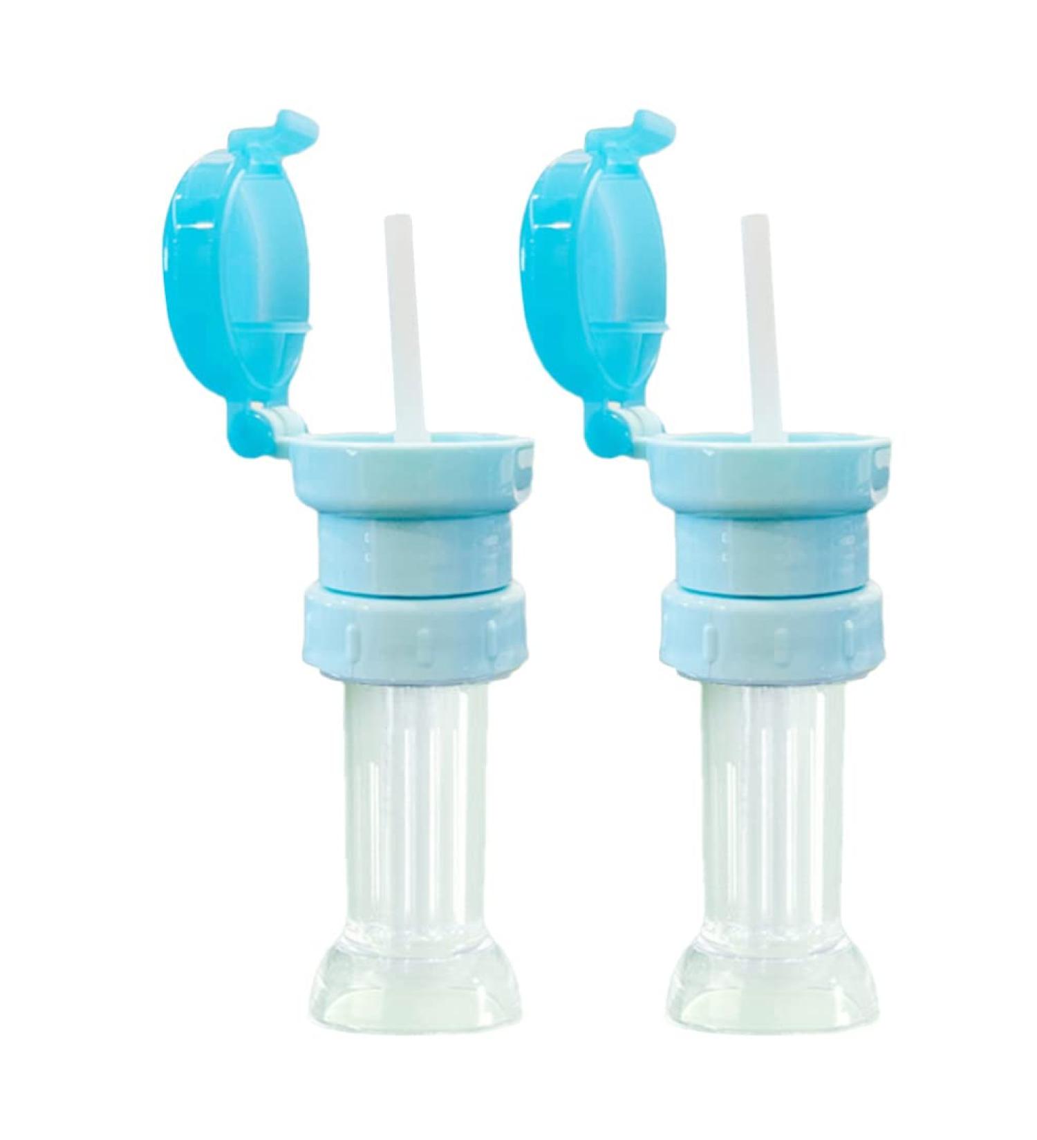 Kisangel 2pcs Spill-Proof Water Bottle Caps with Straw for Kids - Sky Blue | Portable Twist Cover Sippy Cap for Juice and Soda - Buy Online on SooperMarket.com