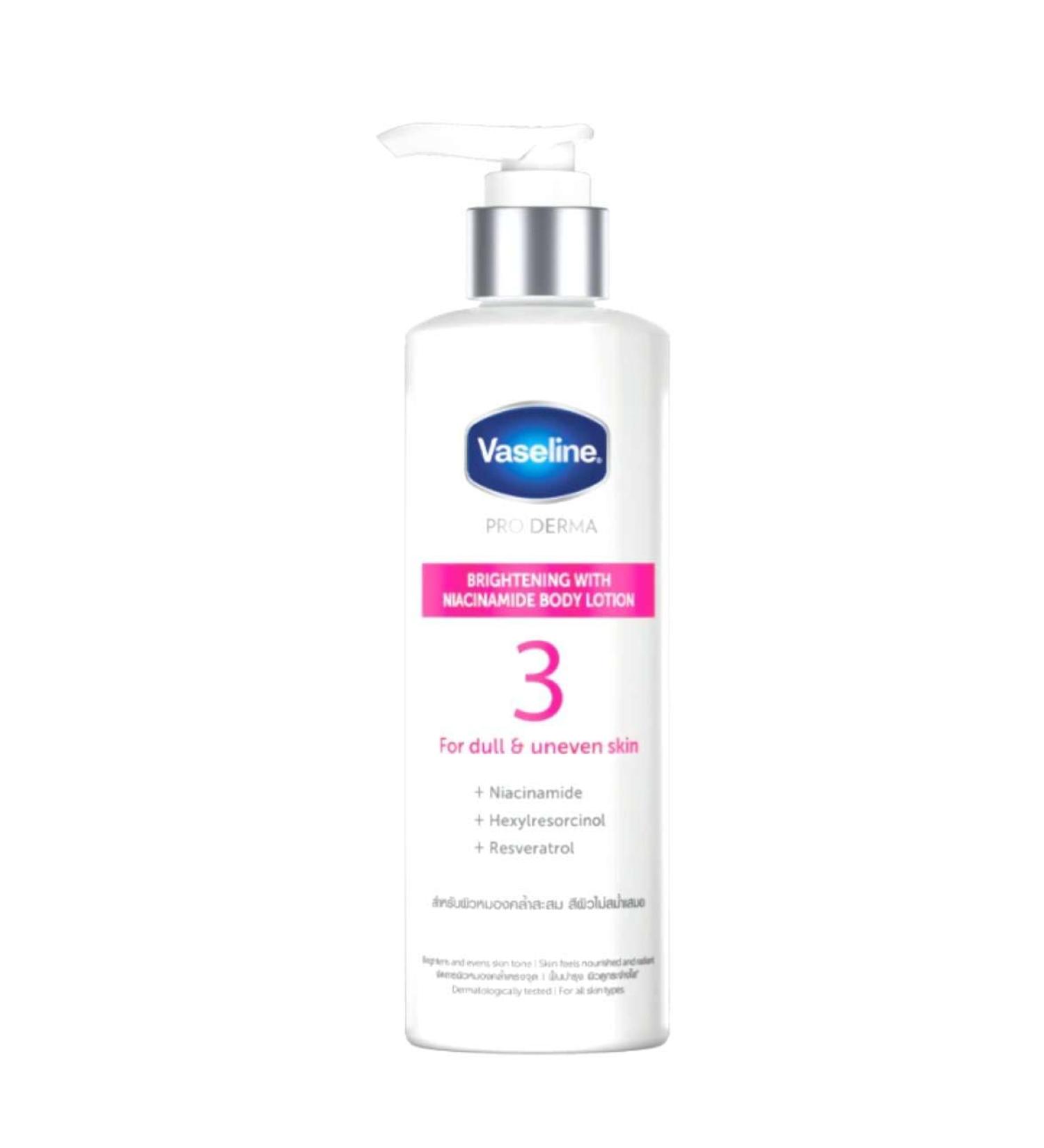 Vaseline Pro Derma Brightening With Niacinamide Body Lotion 3 for Dull & Uneven skin with Niacinamide Hexylresorcinol and Vitamin C 95ML - Buy Online on SooperMarket.com
