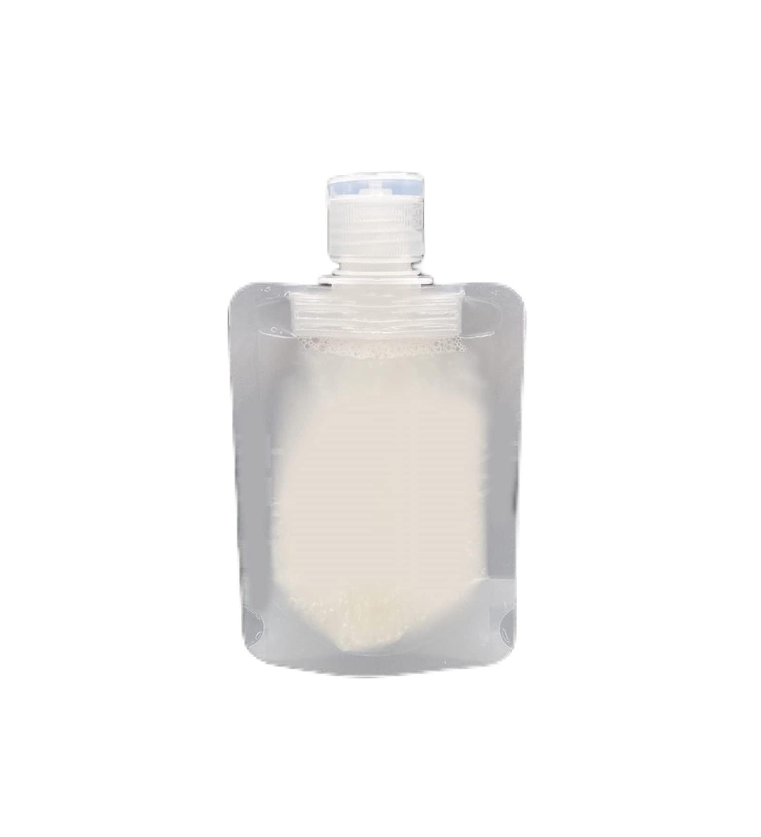 Cosmetic Squeeze Pouch Refillable Empty Squeeze Pouch Cosmetic Lotion Shampoo Plastic Spout Foldable Sample Containers for Travel50ML