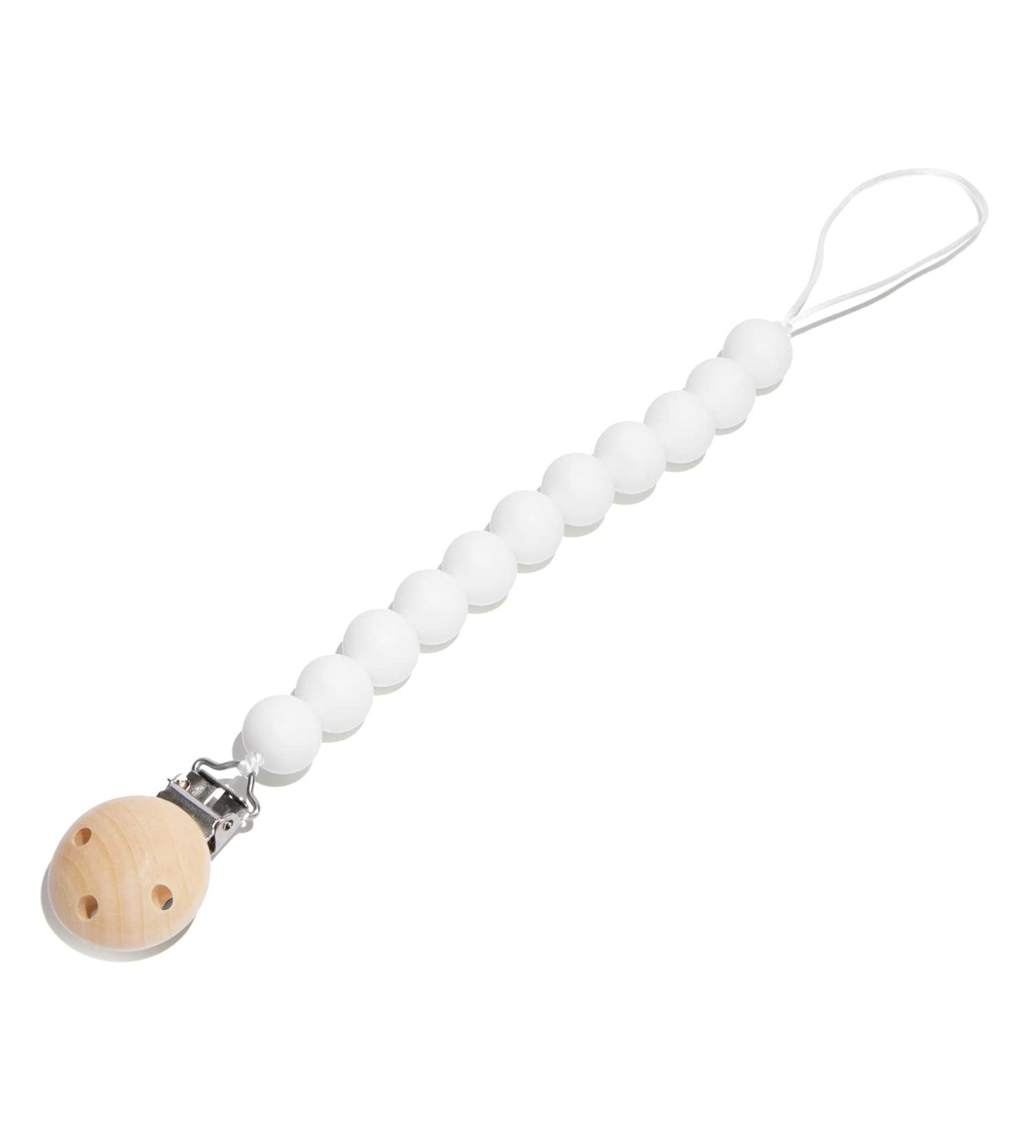 Premium Silicone Pacifier Clip - Safe Holder for Baby and Toddlers - Neutral White - Center Coast Collections - Buy Online on SooperMarket.com
