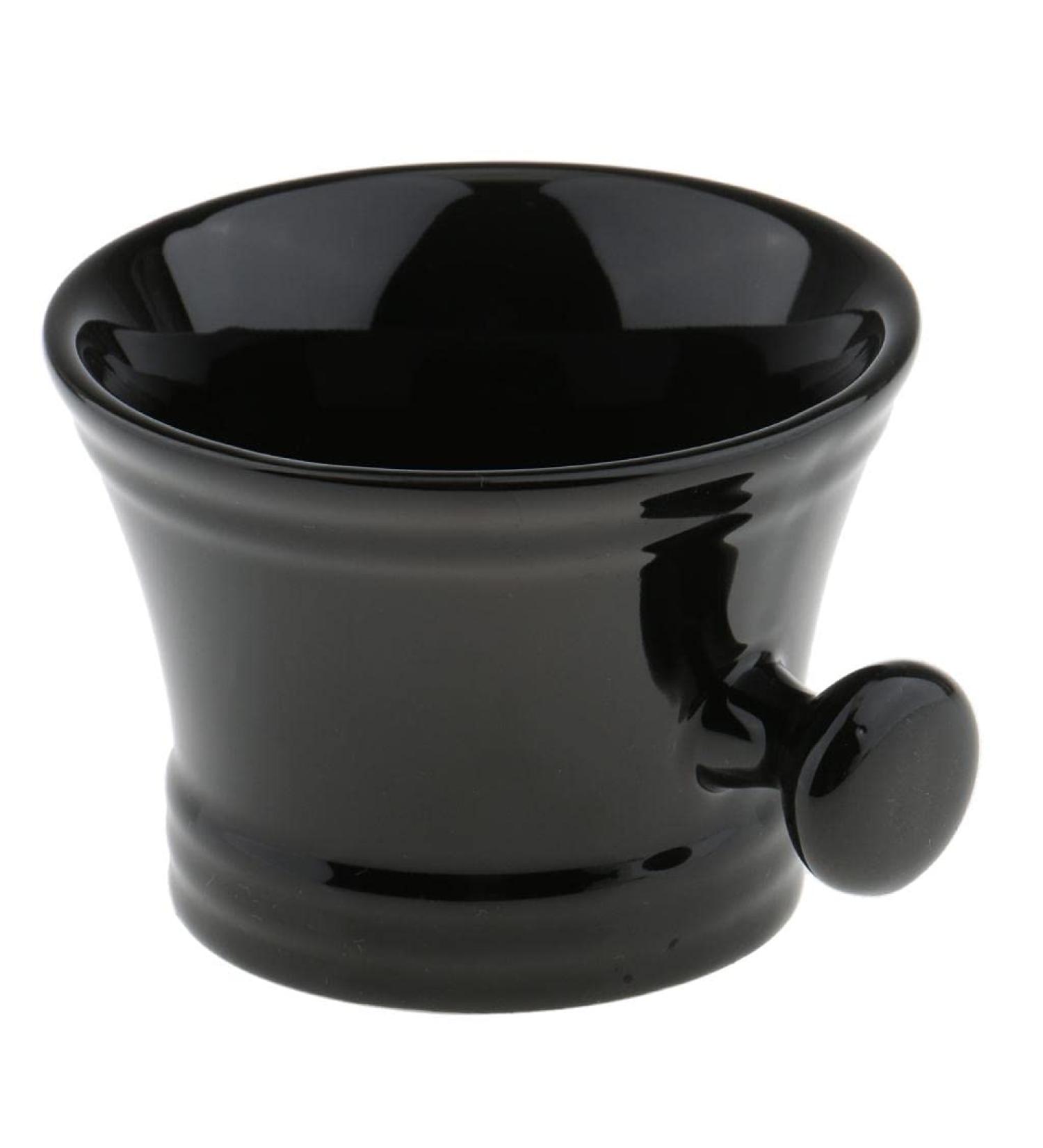 Black Ceramics Men Shaving Mug Bowl | Premium Barber Beard Shaving Brush Soap Cup - Buy Online on SooperMarket.com