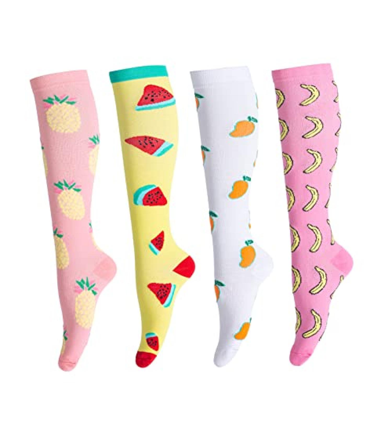 LEOSTEP Compression Socks | Circulation Support for Women & Men | Nurse, Pregnant, Hiking, Riding, Running | Fruit Design | Large-X-Large - Buy Online on SooperMarket.com