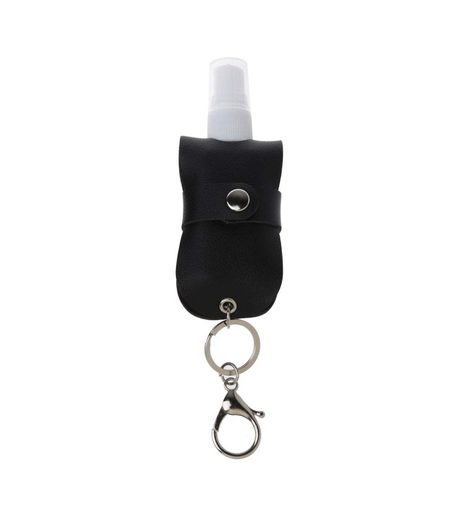 TEBI Portable 50ml Spray Bottle - Leak Proof & Refillable with Leather Keychain Holder - Black | Ideal for Travel & Daily Use - Buy Online on SooperMarket.com