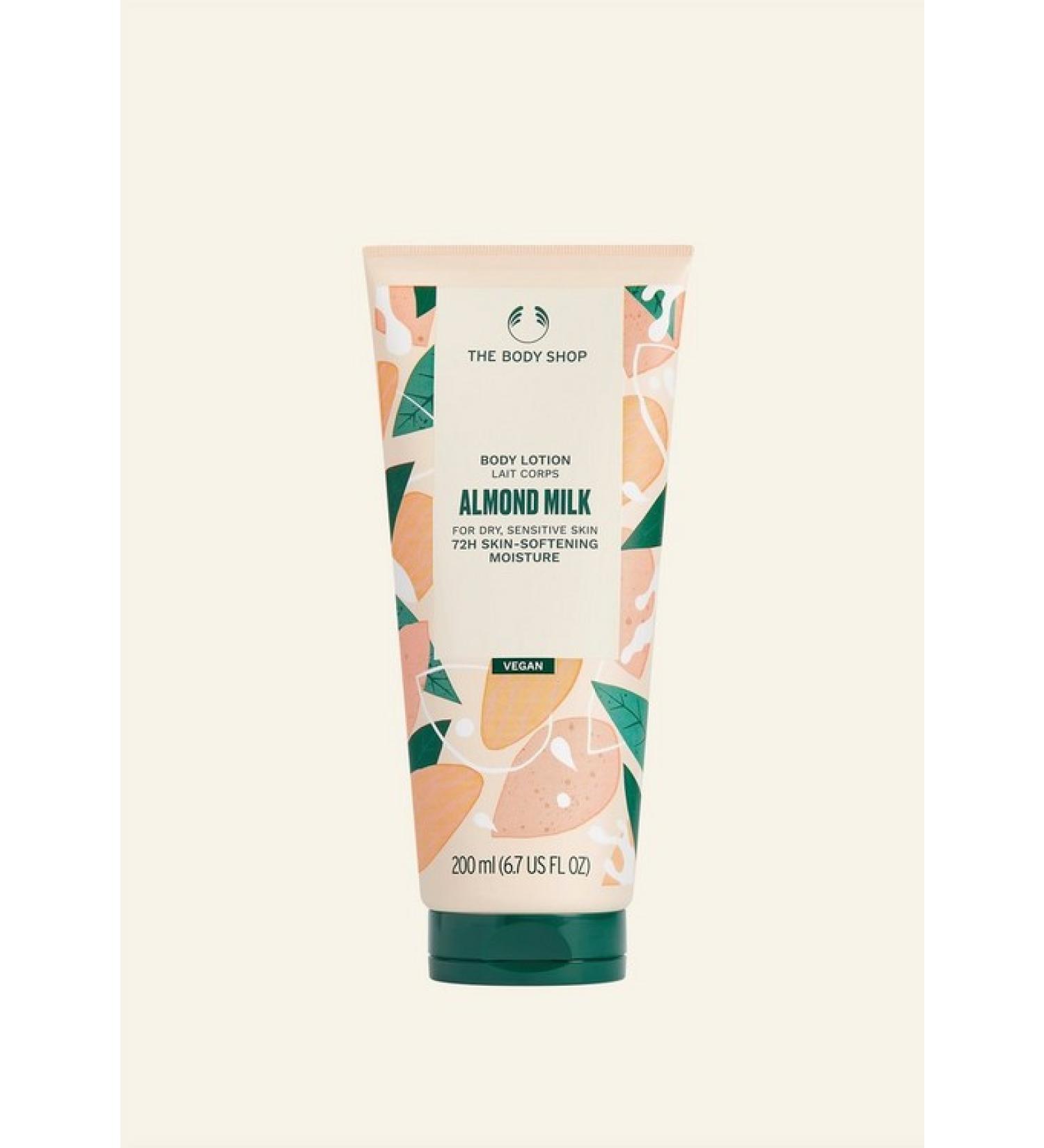 The Body Shop ALMOND MILK Body Lotion For Dry Sensitive Skin 72H Skin-Softening Moisture VEGAN 200 ML