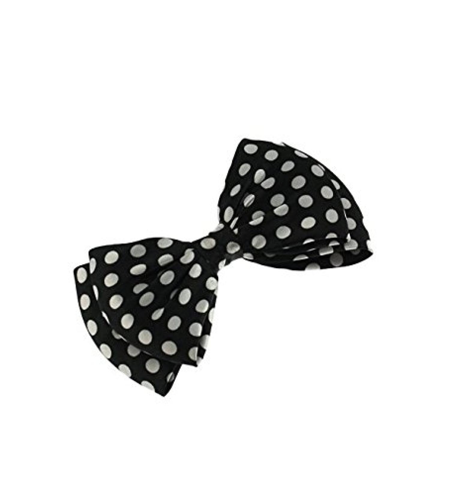 Zac's Alter Ego Large Black Polka Dot Double Bow on Crocodile Clip