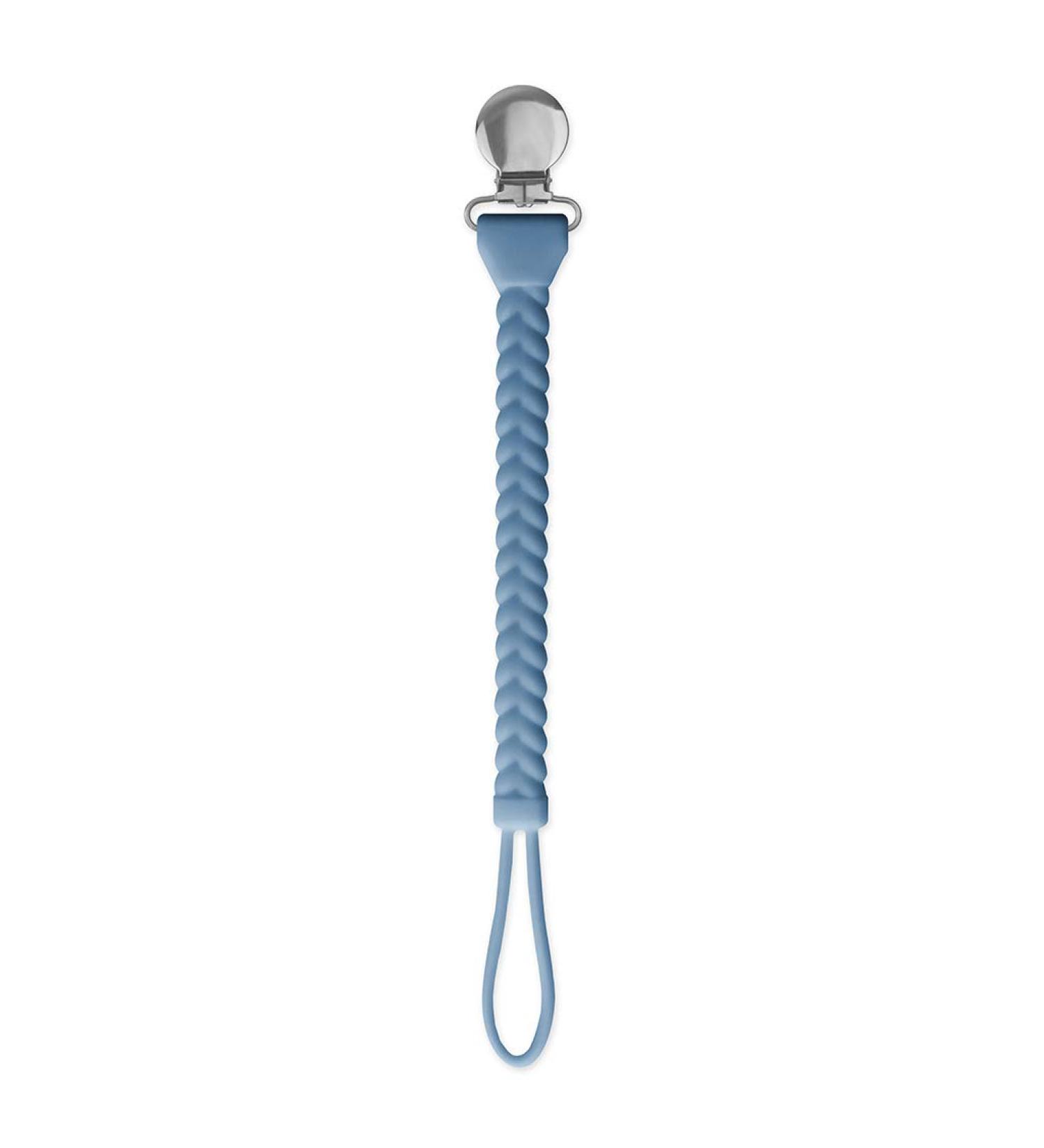 Itzy Ritzy Silicone Pacifier Clip - Blue with Silver Clip | 100% Silicone Strap for Pacifiers, Teethers & Toys - Buy Online on SooperMarket.com