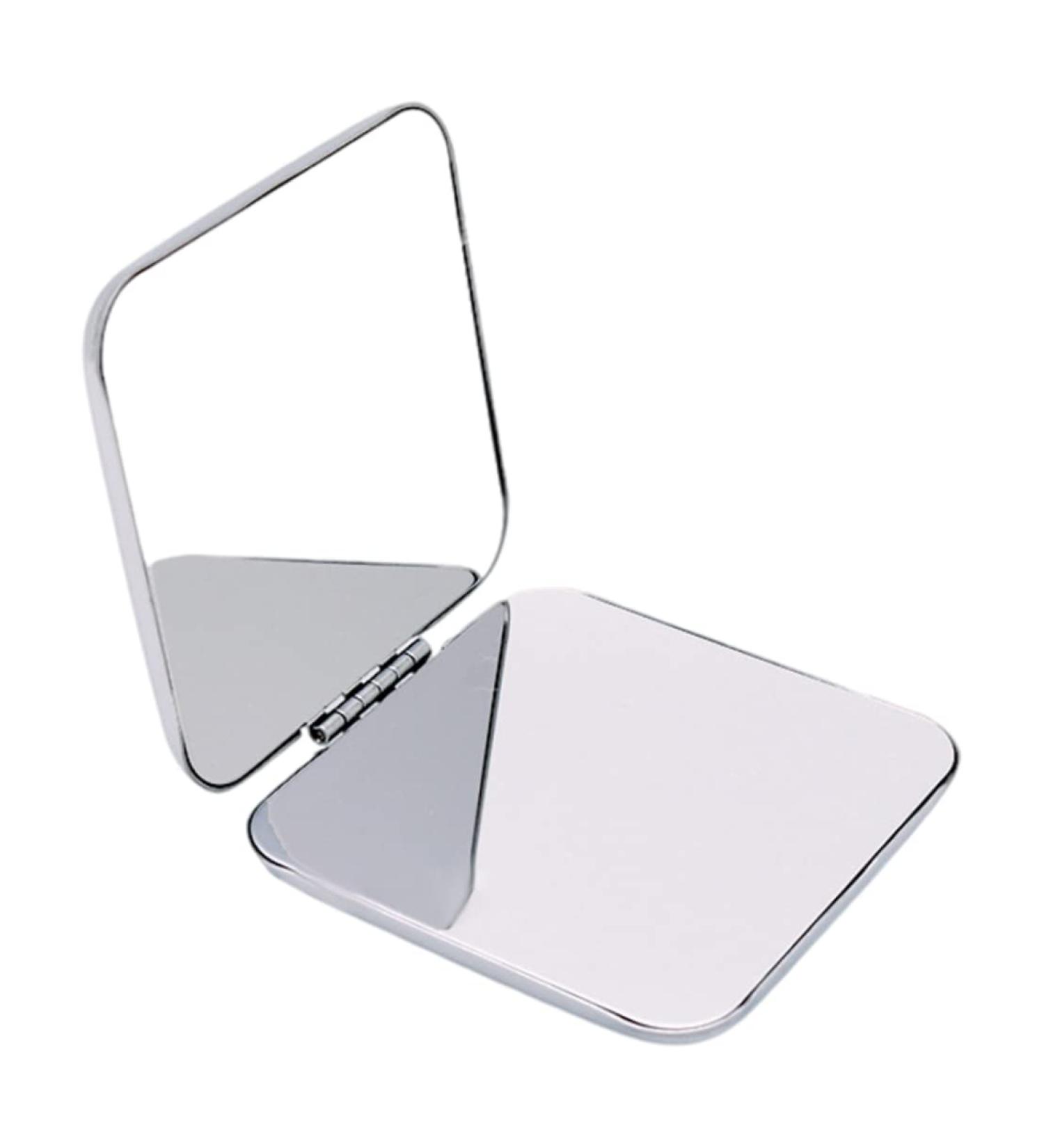 Folding Makeup Mirror Portable Stainless Steel Cosmetic Mirror Double Sided Pocket Mirror Square Hand Pocket Makeup Mirror - Buy Online on SooperMarket.com