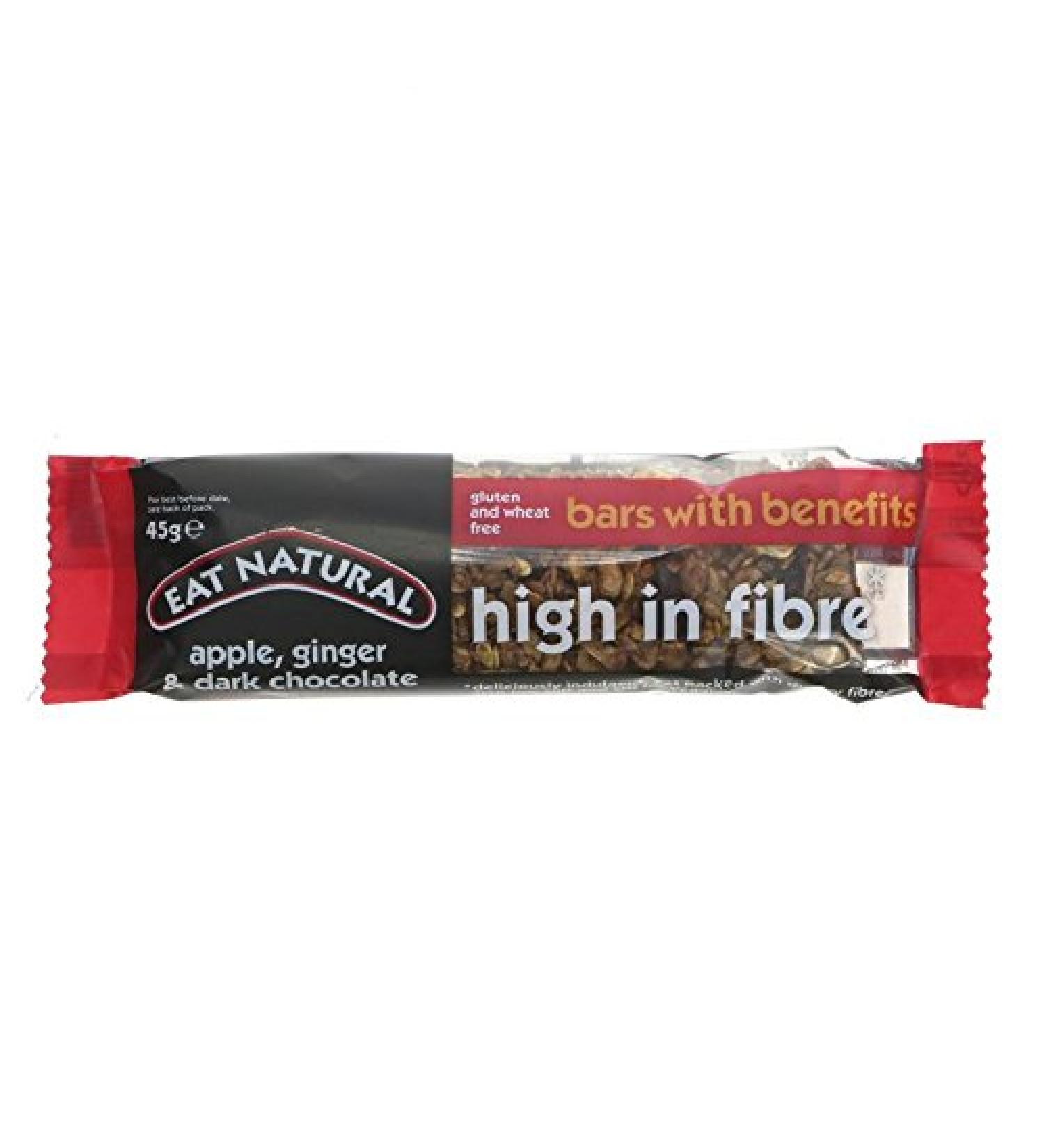 Eat Natural Gluten Free Apple Ginger Dark Chocolate Bars 3 x 45g (Pack of 6)