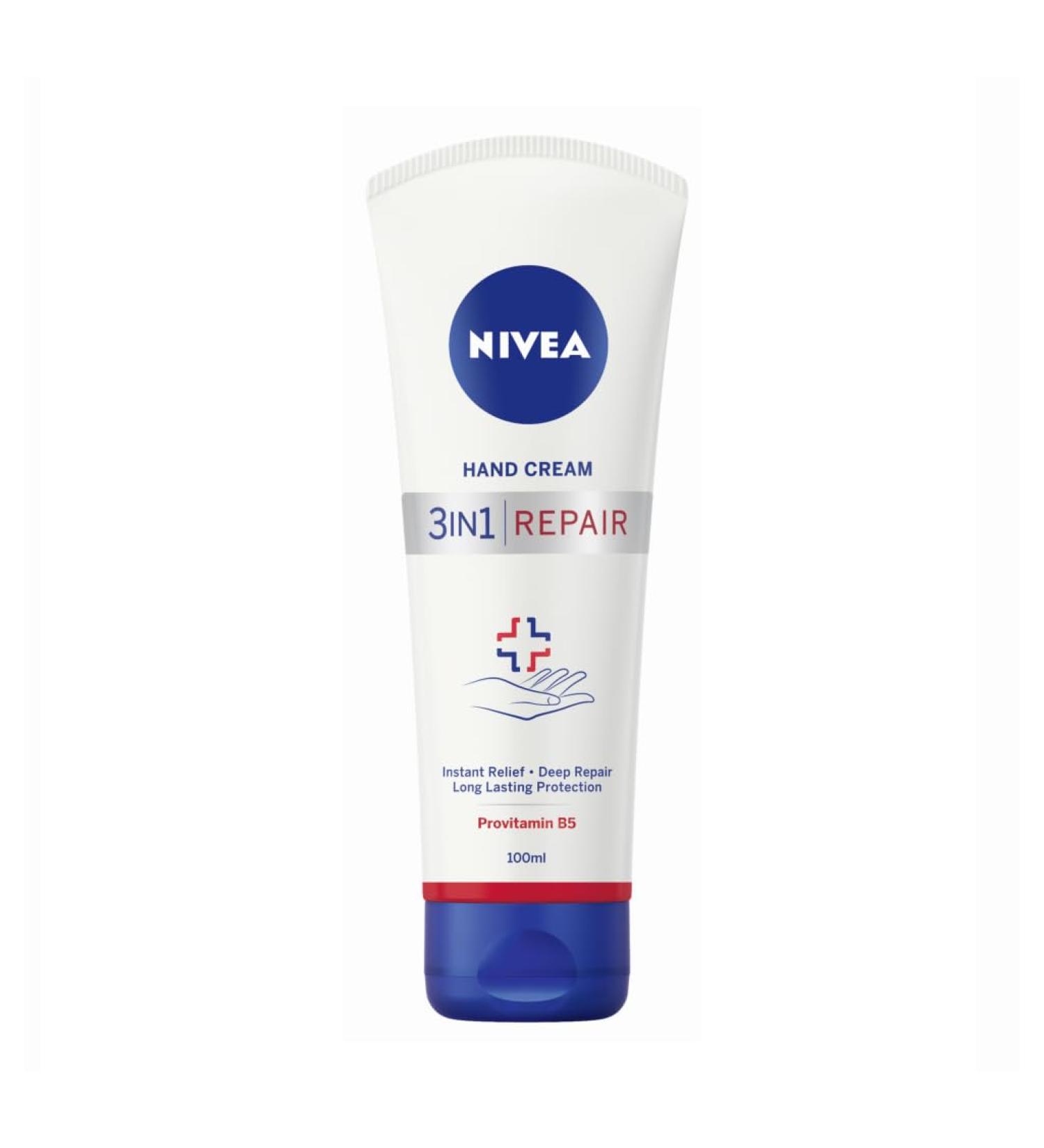 NIVEA 3-in-1 hand cream (100 ml) rich skin cream with dexpanthenol for intensive care hand care for very dry and cracked hands 100 ml (Pack of 1)