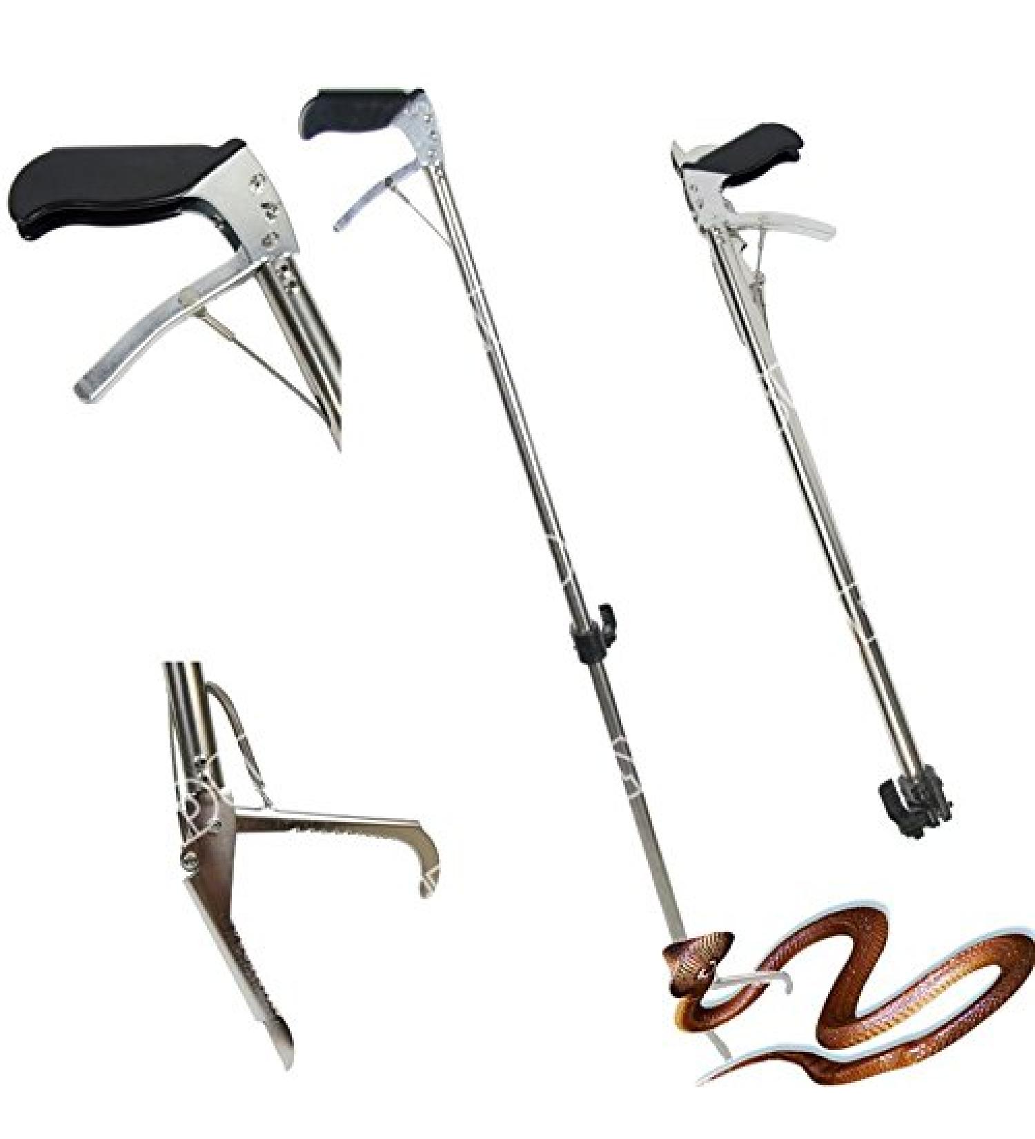 SUNDELY 40" Reptile Snake Tongs Grabber Catcher Handling Tool Stick Herp with Wide Jaw Self Locking Collapsible Foldable Stainless Steel - Buy Online on SooperMarket.com