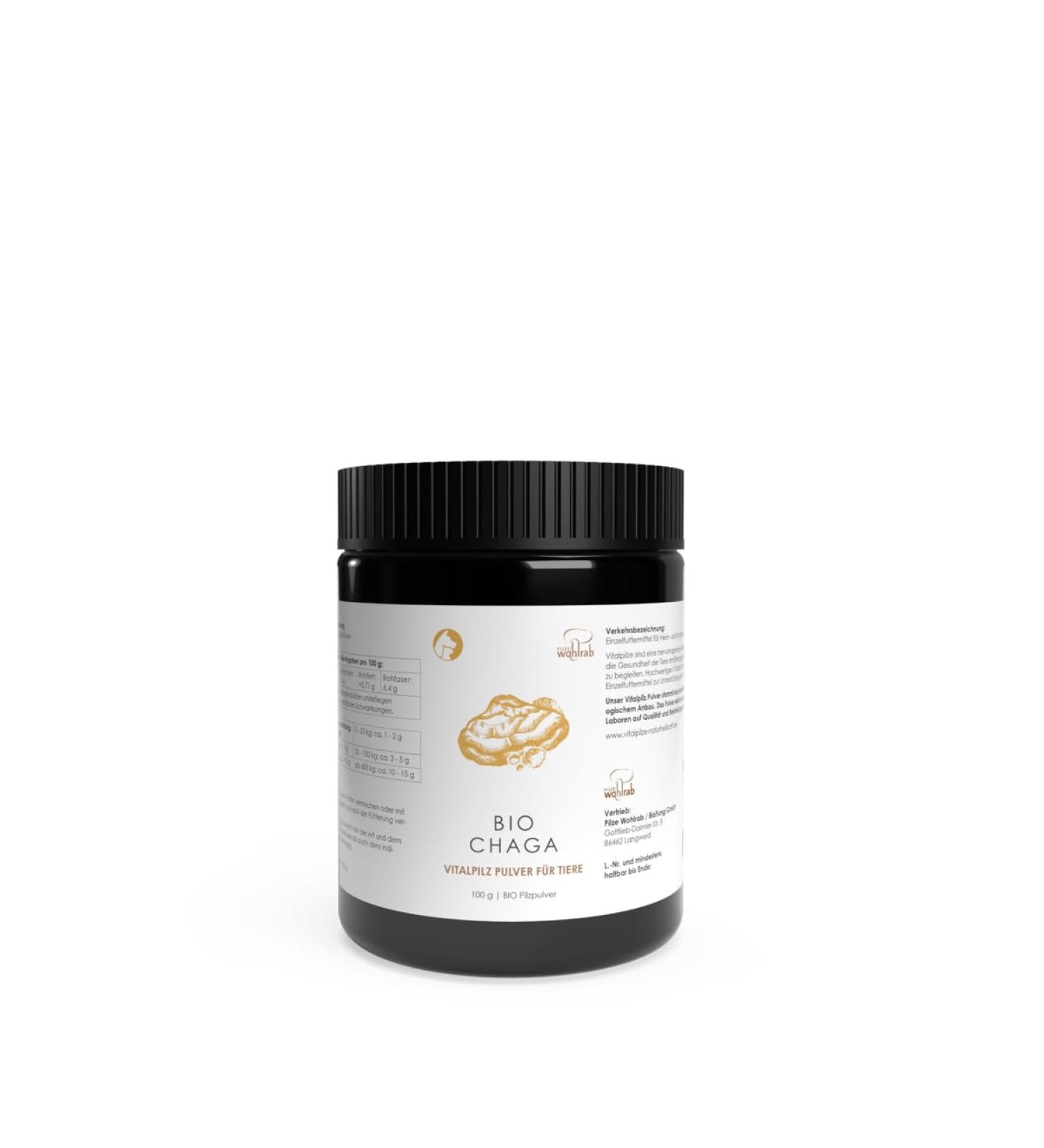 Mushrooms Wohlrab Bio Chaga Mushroom Powder for Animals - 100g Organic Dietary Supplement for Horses - Highest Quality - Buy Online on SooperMarket.com