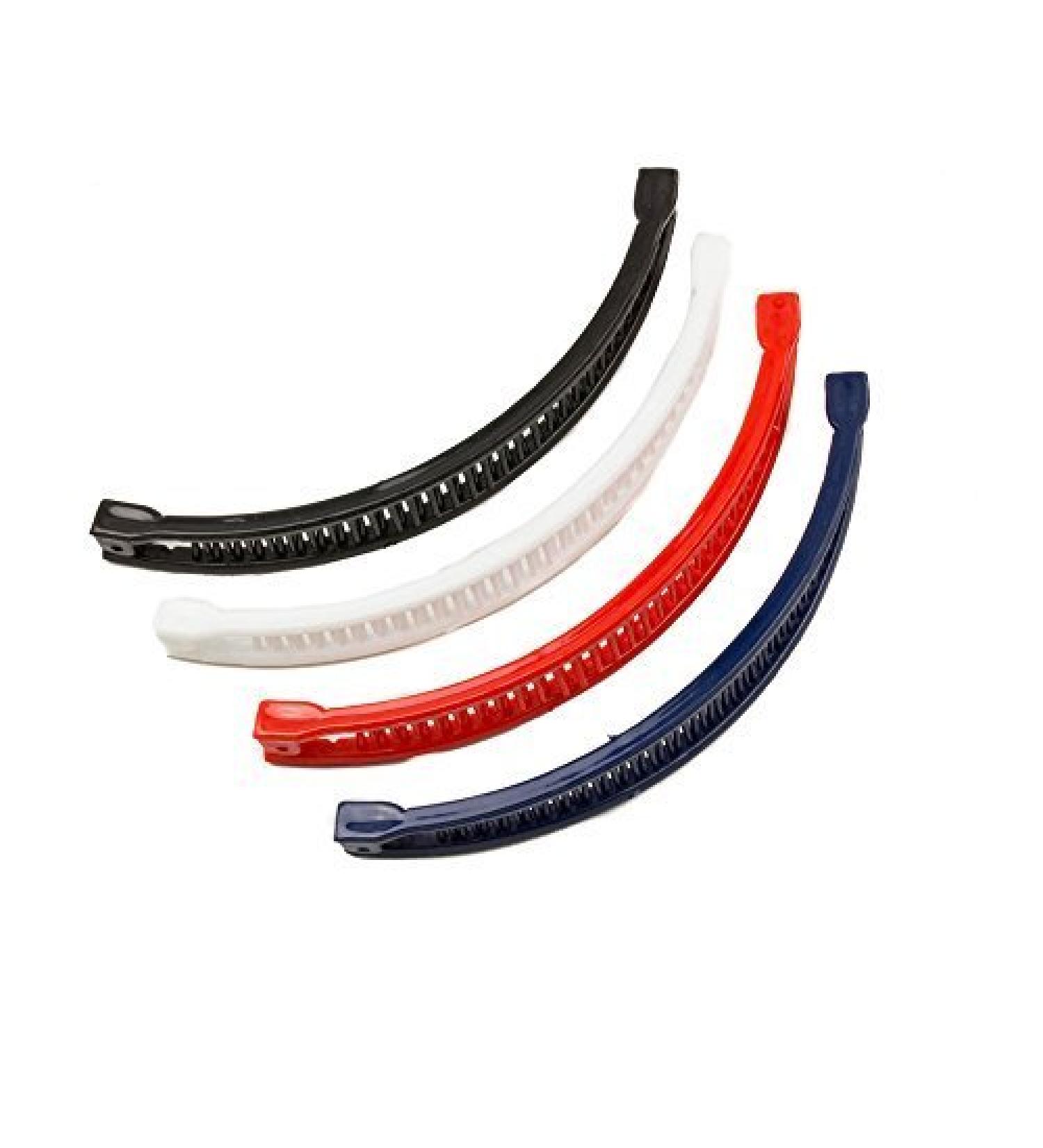 Mytoptrendz -Set Of 4 Banana Hair Clip Long Banana Ponytail Comb Clip Red Navy white Black - Buy Online on SooperMarket.com