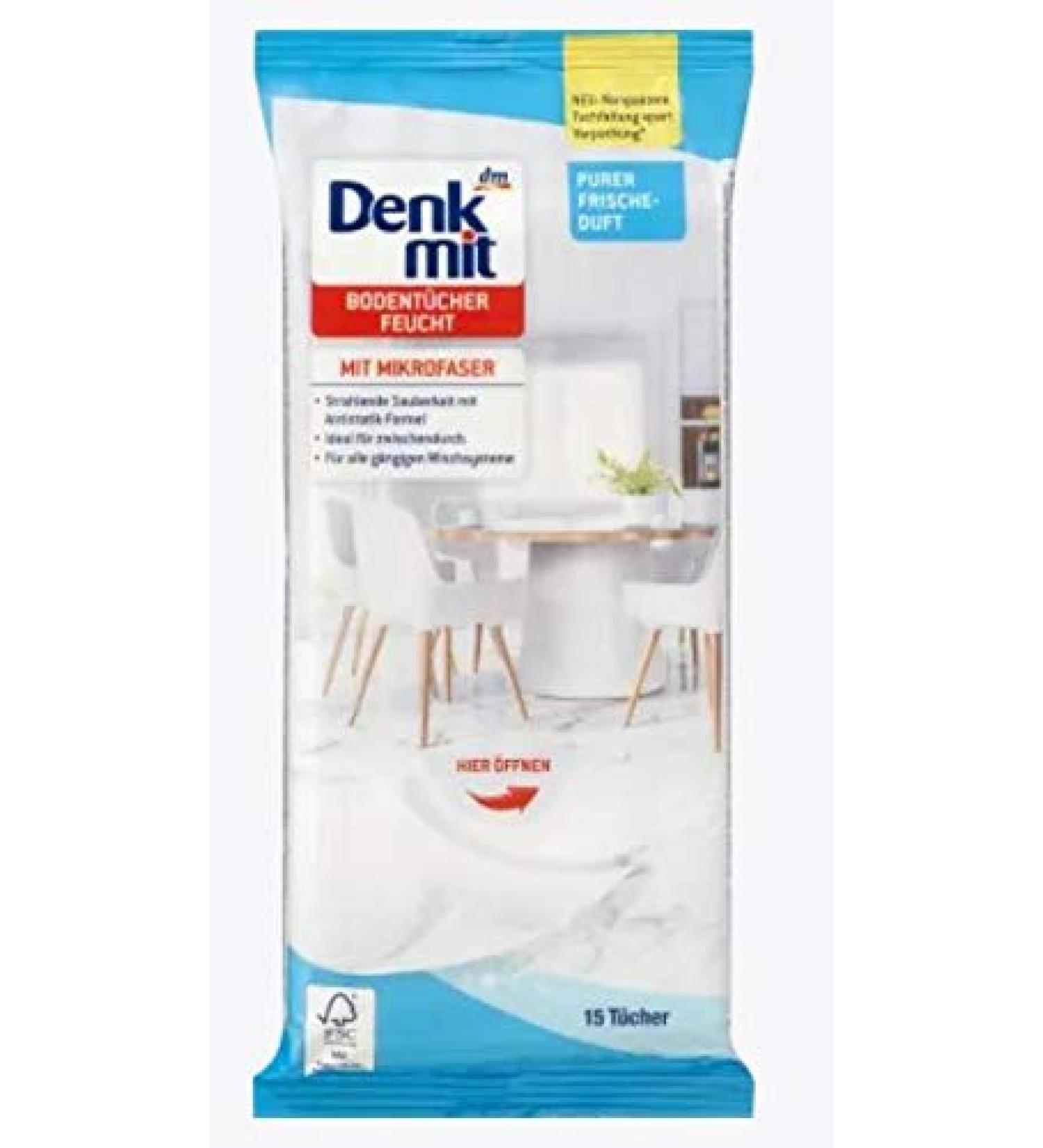 Moist floor cloths pure freshness with microfibre for quick and convenient cleaning of dirty floors 15 cloths